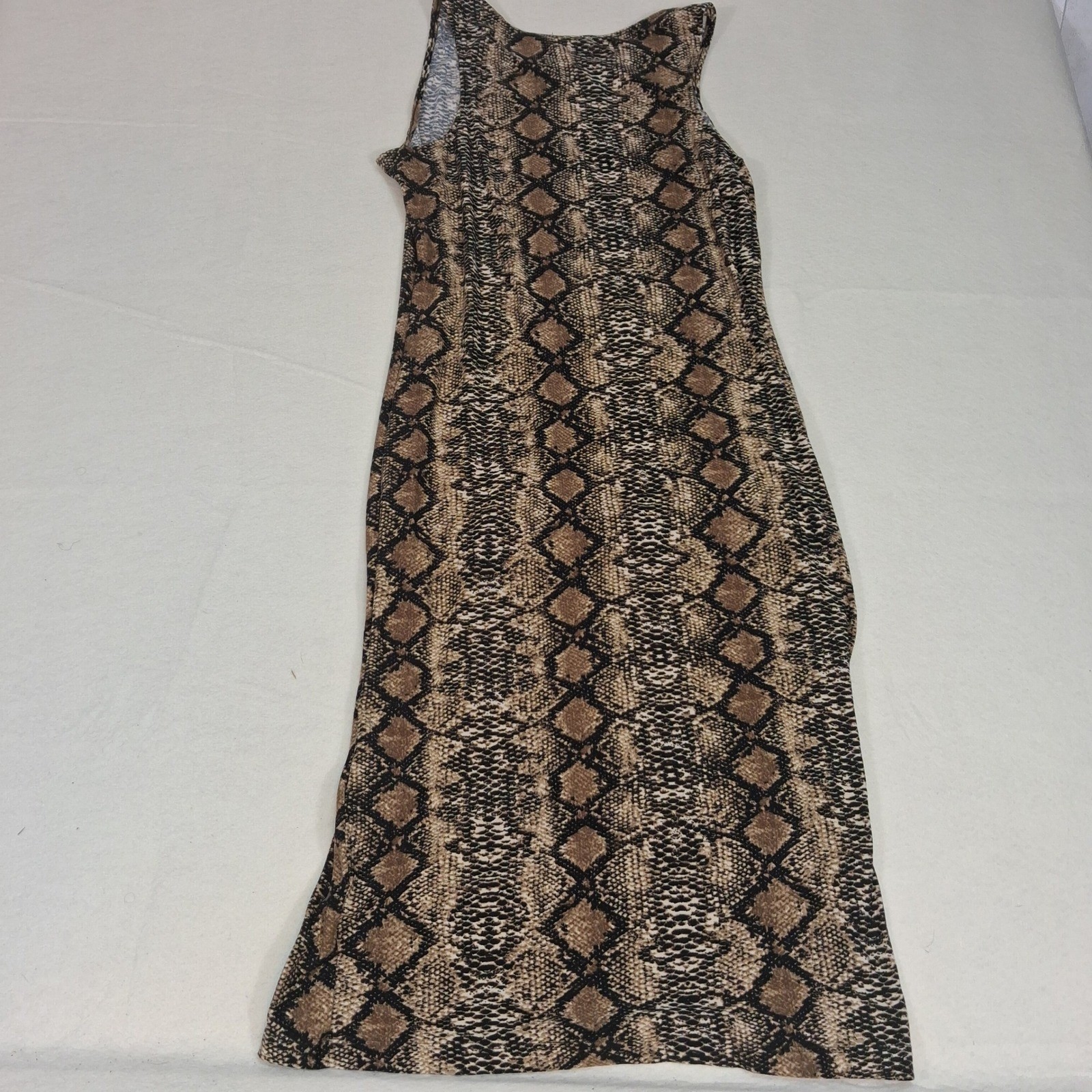 Yelete Maxi Dress Womens 3XL Brown Snakeskin Print Sleeveless Bodycon DRS166P