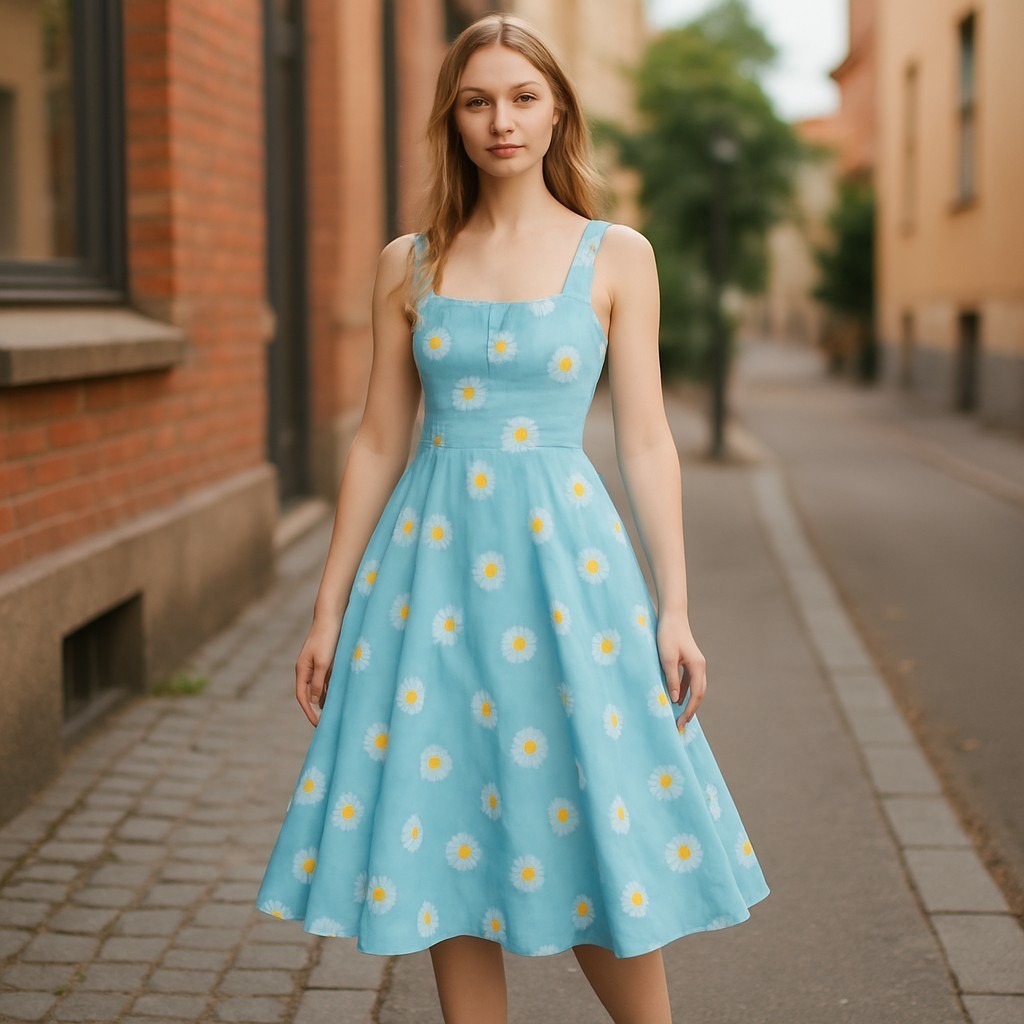 Blue Daisy Floral Sundress Women’s Size XL Fit & Flare Sleeveless NWT