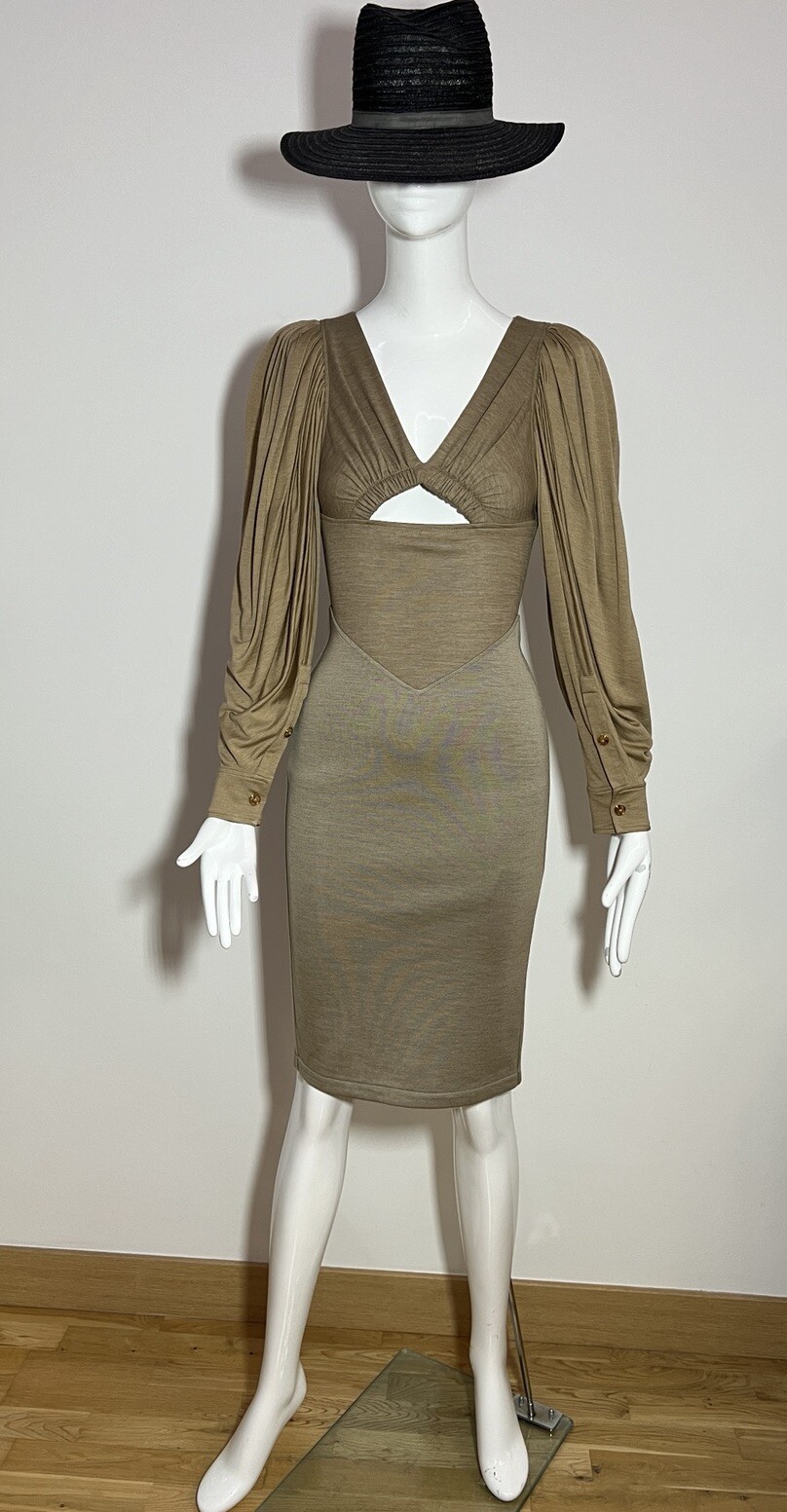 BURBERRY Cutout Gathered Wool Silk Jersey Dress Size UK 2 NEW RRP £2500