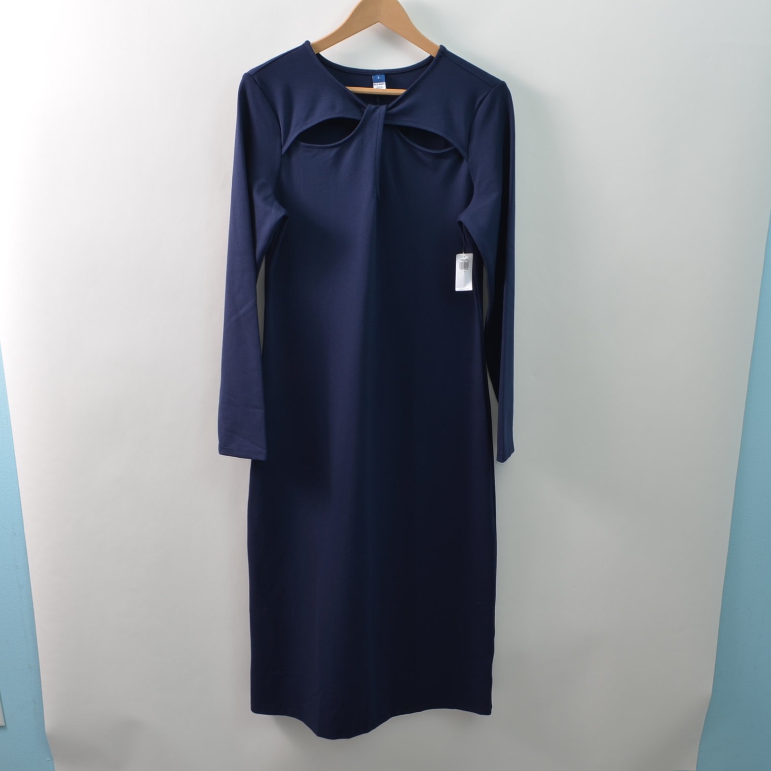 Old Navy Womens Large Sheath Maxi Knit Stretch Rayon Blend Cutout Long Sleeve
