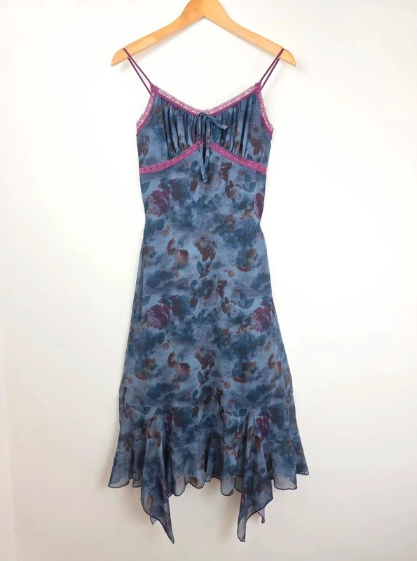 Urban Outfitters Navy Floral Cami Dress Size Medium | Y2K Fairy Grunge