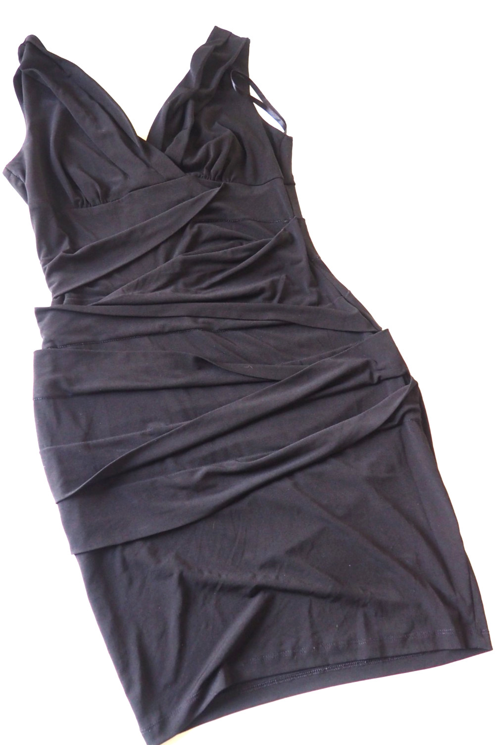 Sweet Storm Black Pencil Dress with Decorative Front Folds Size Small