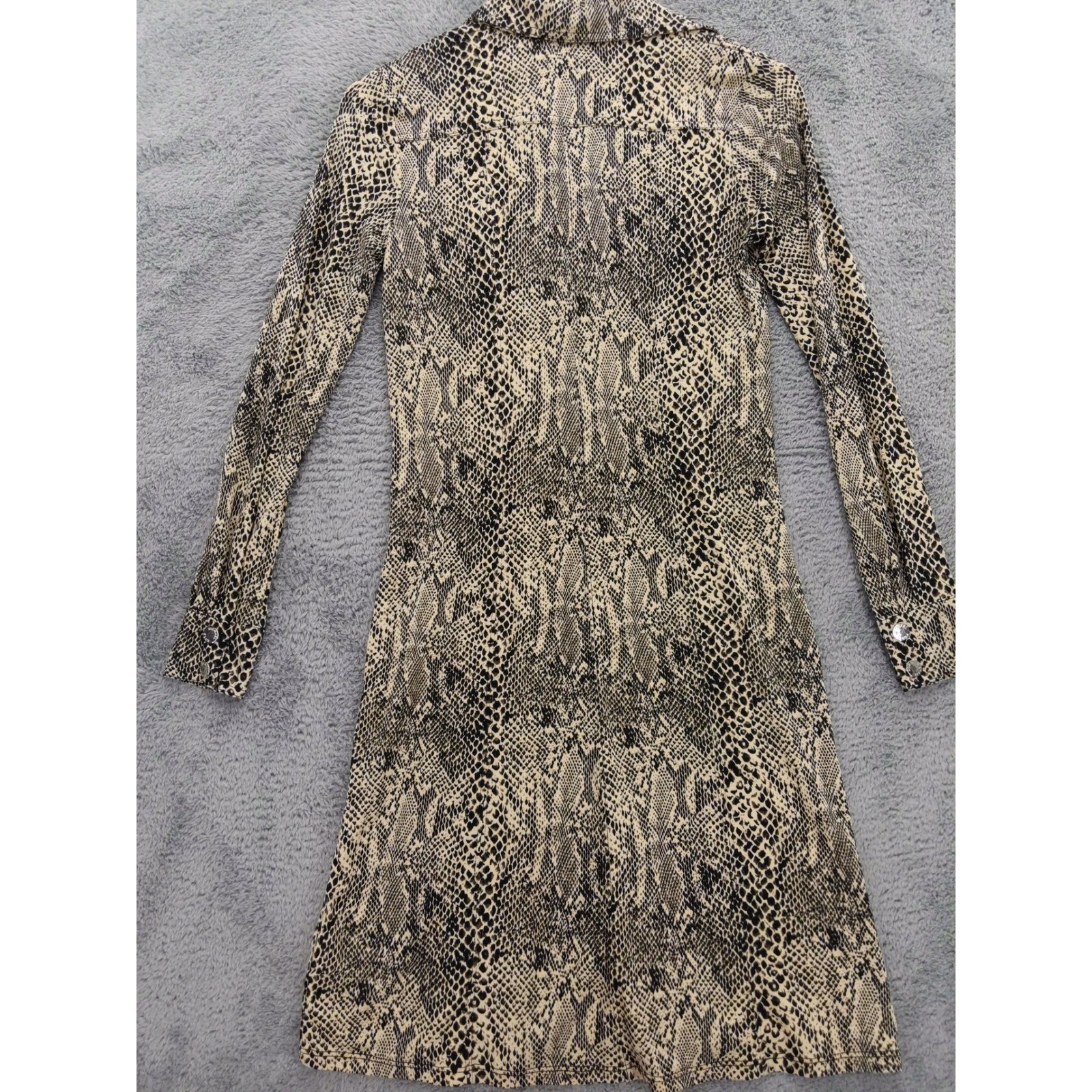 Michael Kors Snake Print Button Front Shirt Dress Long Sleeve Pockets Petite P
