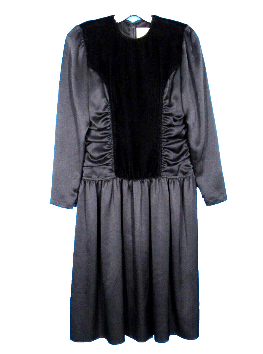 VTG Donna Morgan NON-STOP Black Cocktail Dress VELVET & SILKY Dropped Waist XS