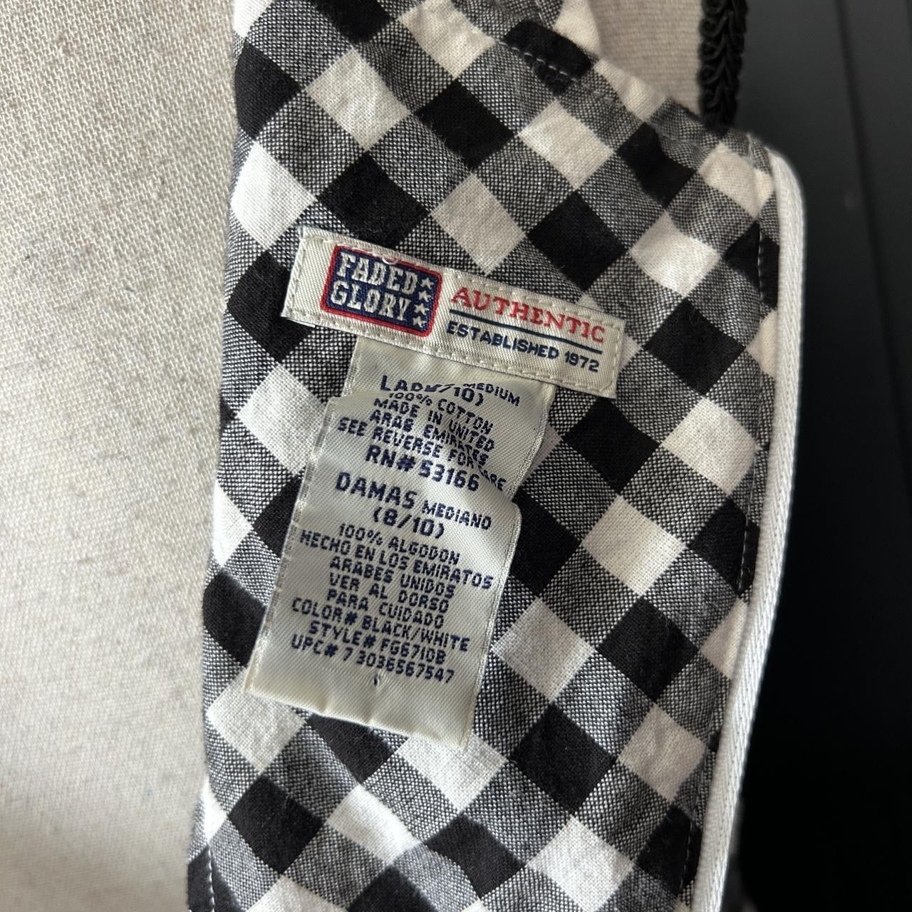 Vintage 90s Y2k Black White Gingham Cotton Dress Prep Retro Mod Babydoll 8