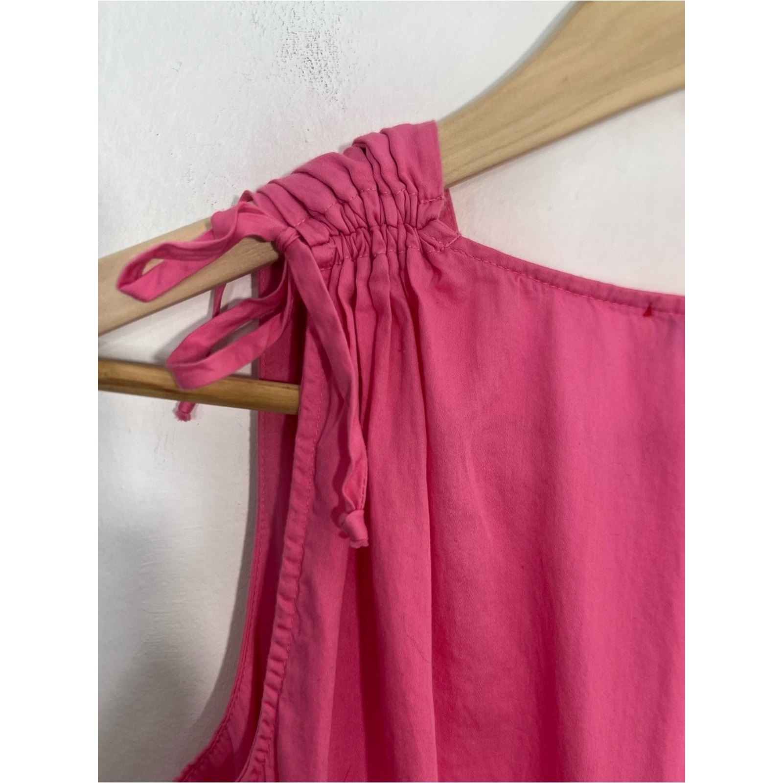 Stark X Pink Ginny Midi Elastic Waist Cotton V Neck Pockets Dress Size Small