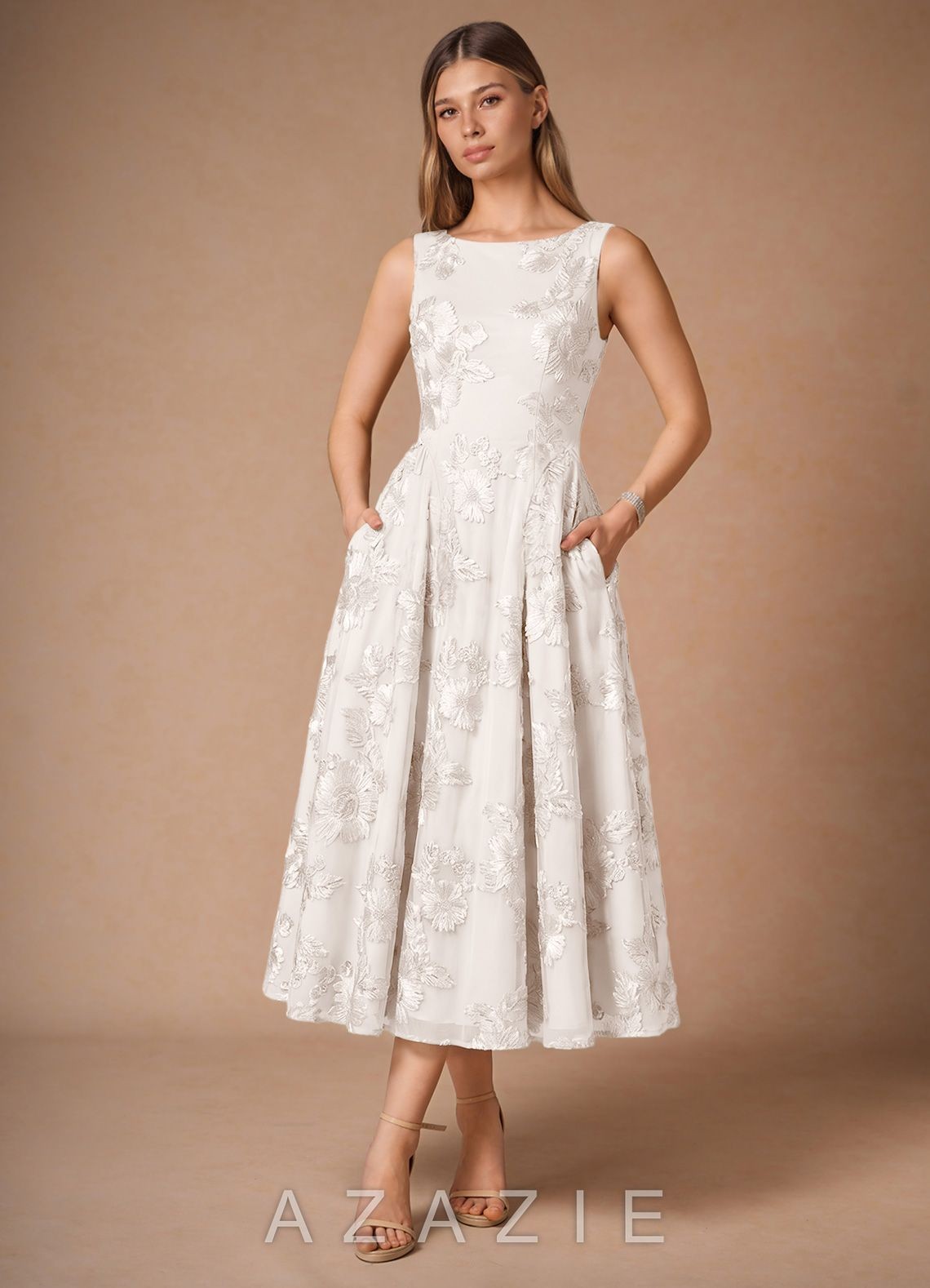 Casey Cloud White Midi Dress-AZAZIE|26092