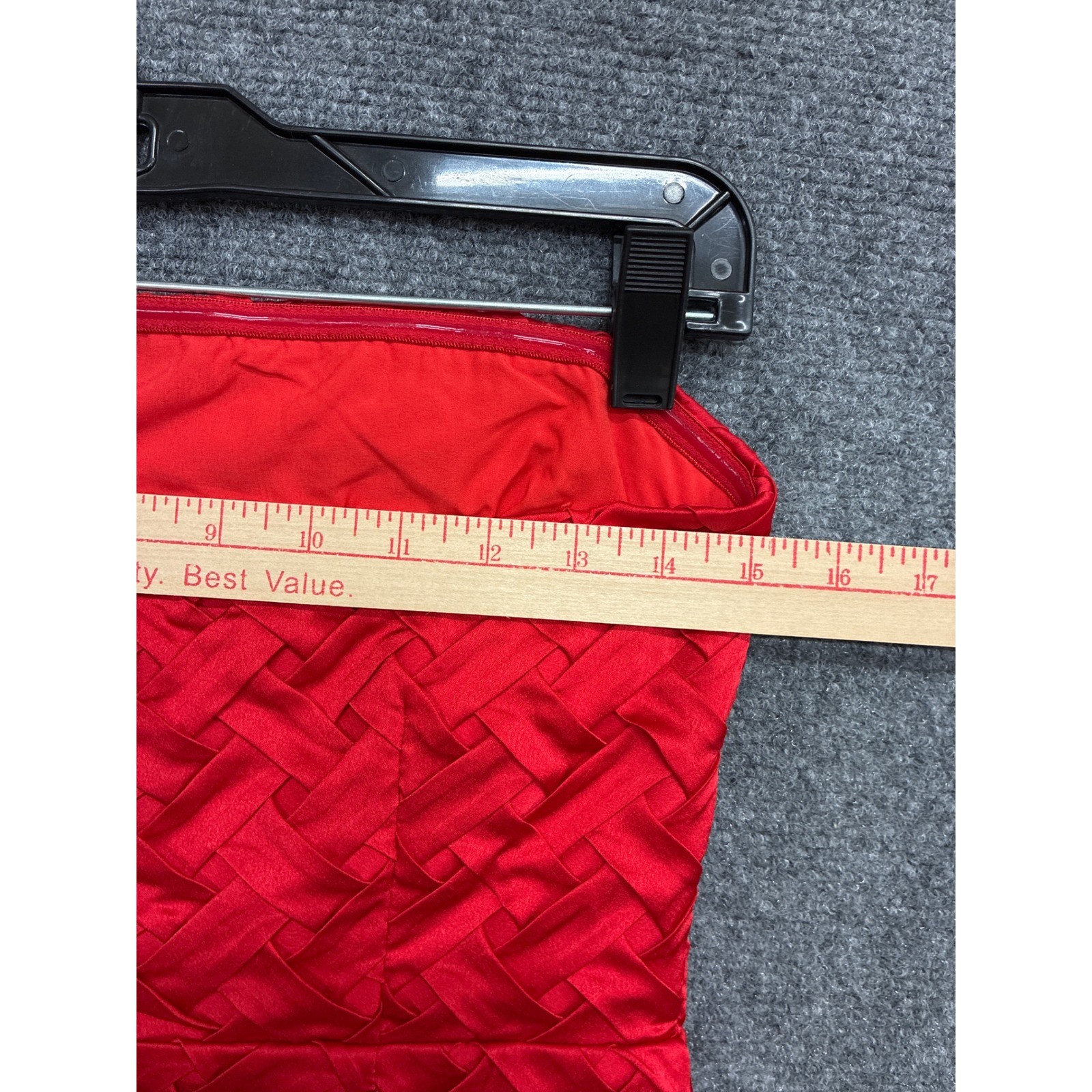 B.right Red Basket Weave Satin Strapless Mini Dress Side Slit Size Small