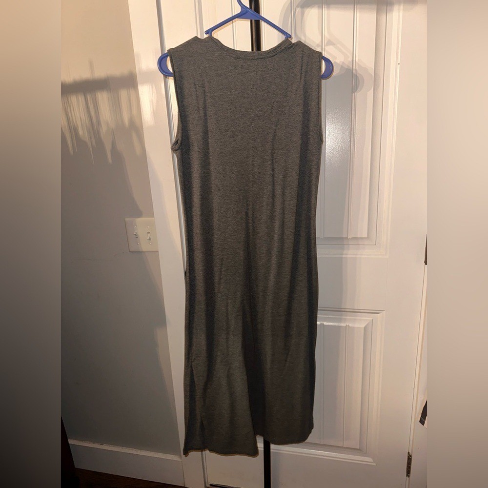Theory Size Small Pima Cotton Modal Spandex Blend Gray Sleeveless MIDI Dress