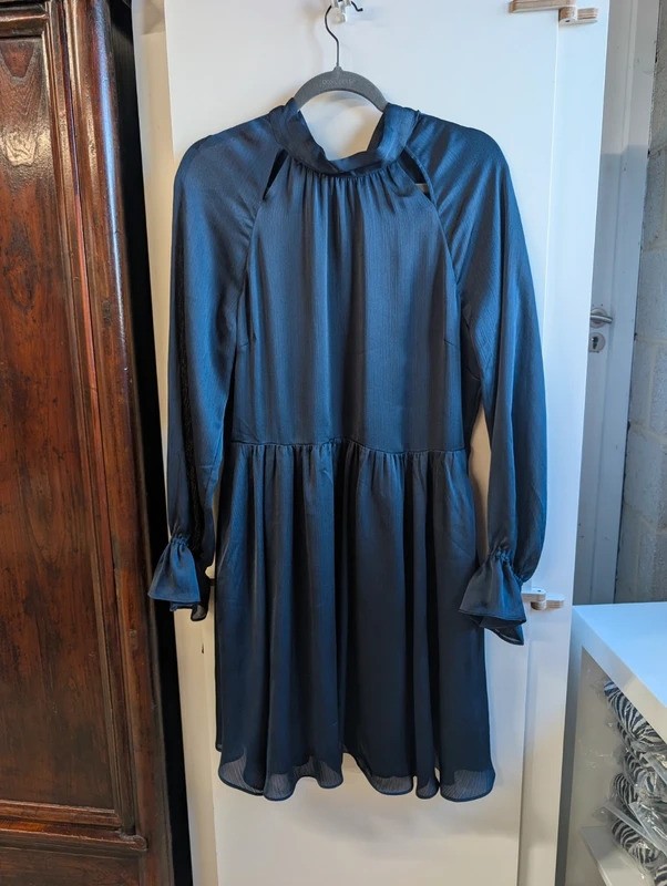 Ted Baker Navy Mini Dress UK 14 New With Tags Elegant Long Sleeve Occasion Dress