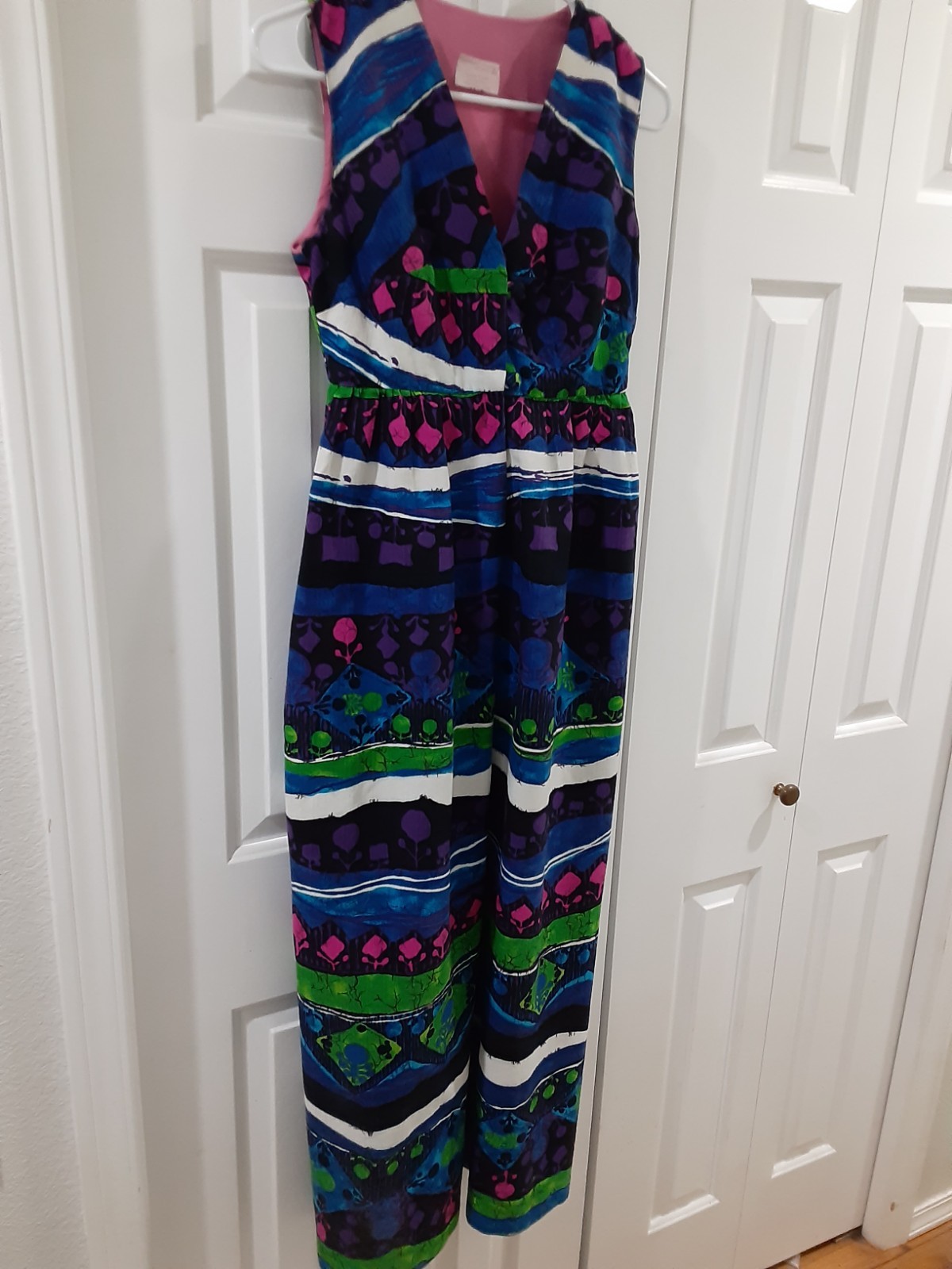Vintage Hawaiian 1970s Floral Maxi Dress Sleeveless Resort Luau Medium sz 10/12