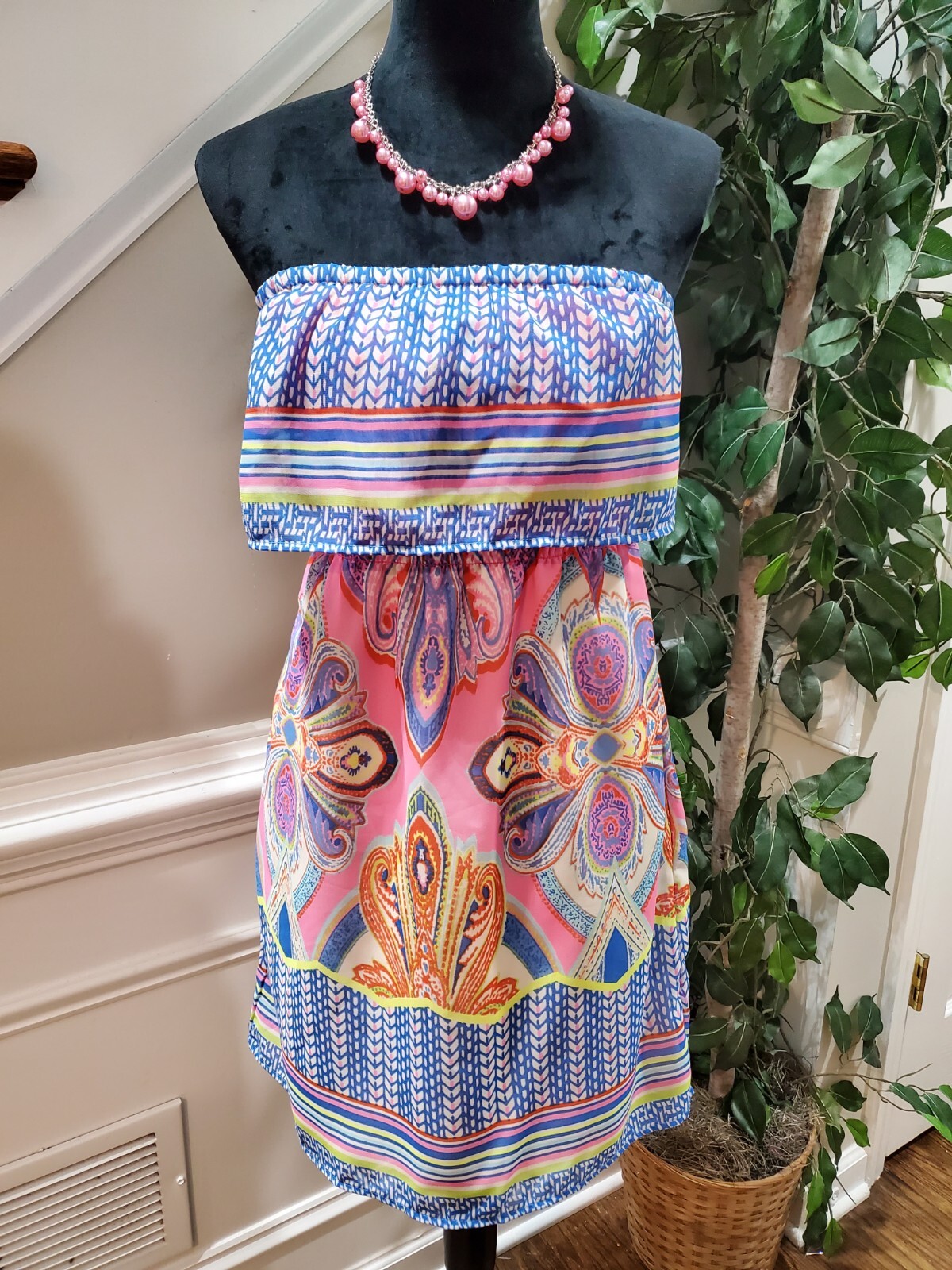 Red Camel Women’s Multicolor Polyester Off The Shoulder Knee Length Dress Size M