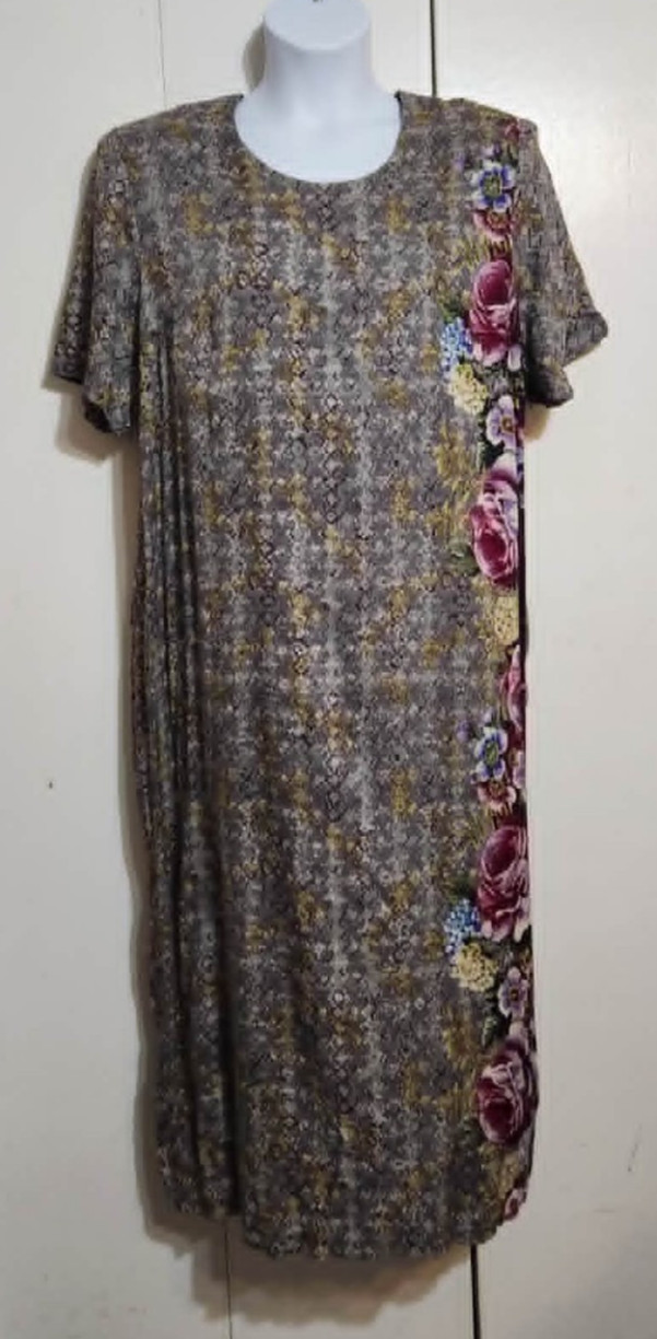 VTG Betsy Lauren 90s Rayon Dress 24 Plus Size Floral Geo Whimsygoth Grannycore