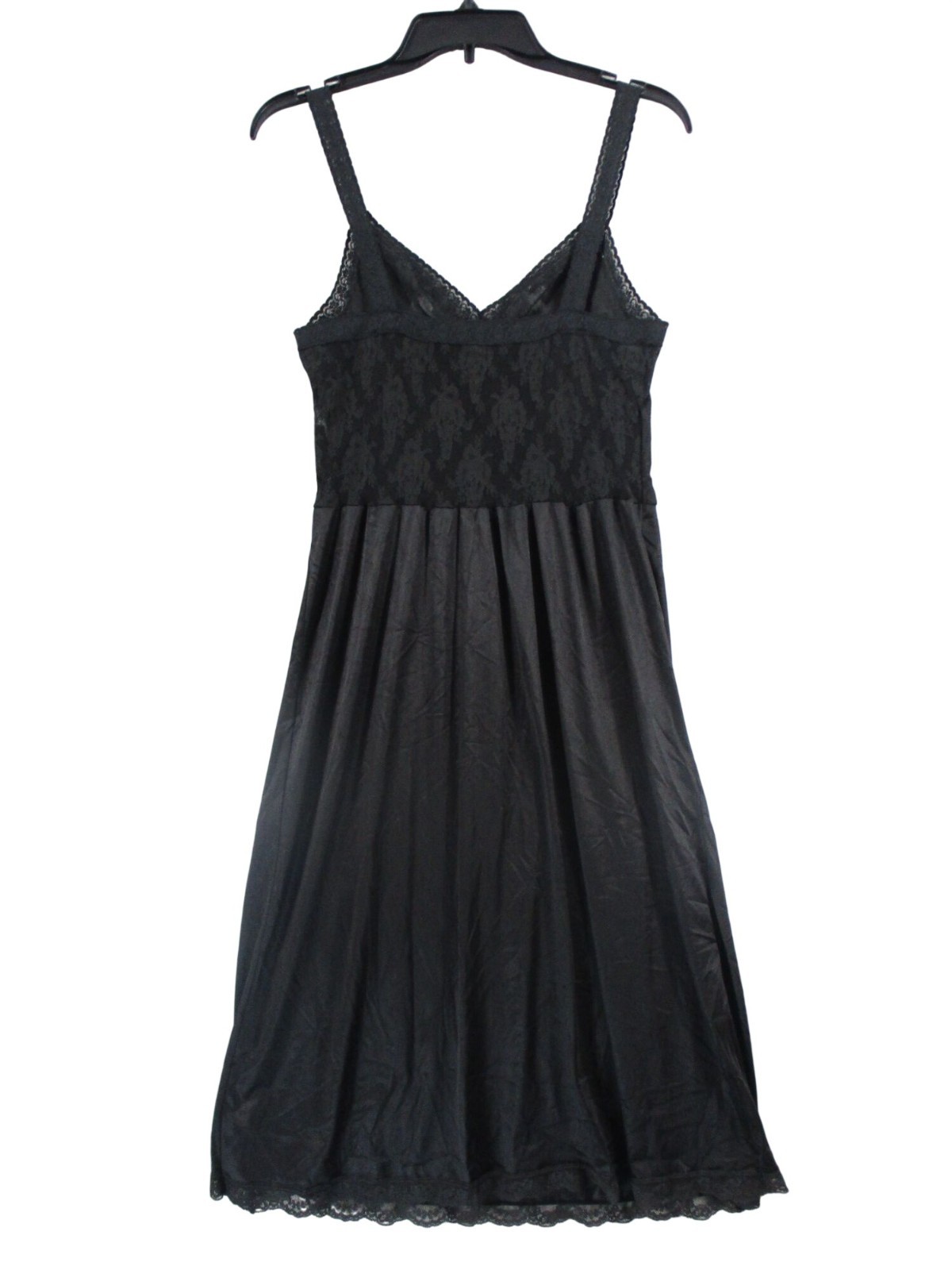 Black Lace Whimsy Goth Overlay Lace Slip Dress W/ Adjustable Straps Midi Length