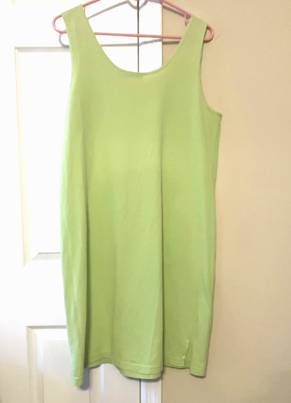 Fresh Produce LARGE cotton Green Tank Dressw/Pocket Flowers Comfort Beachy EUC