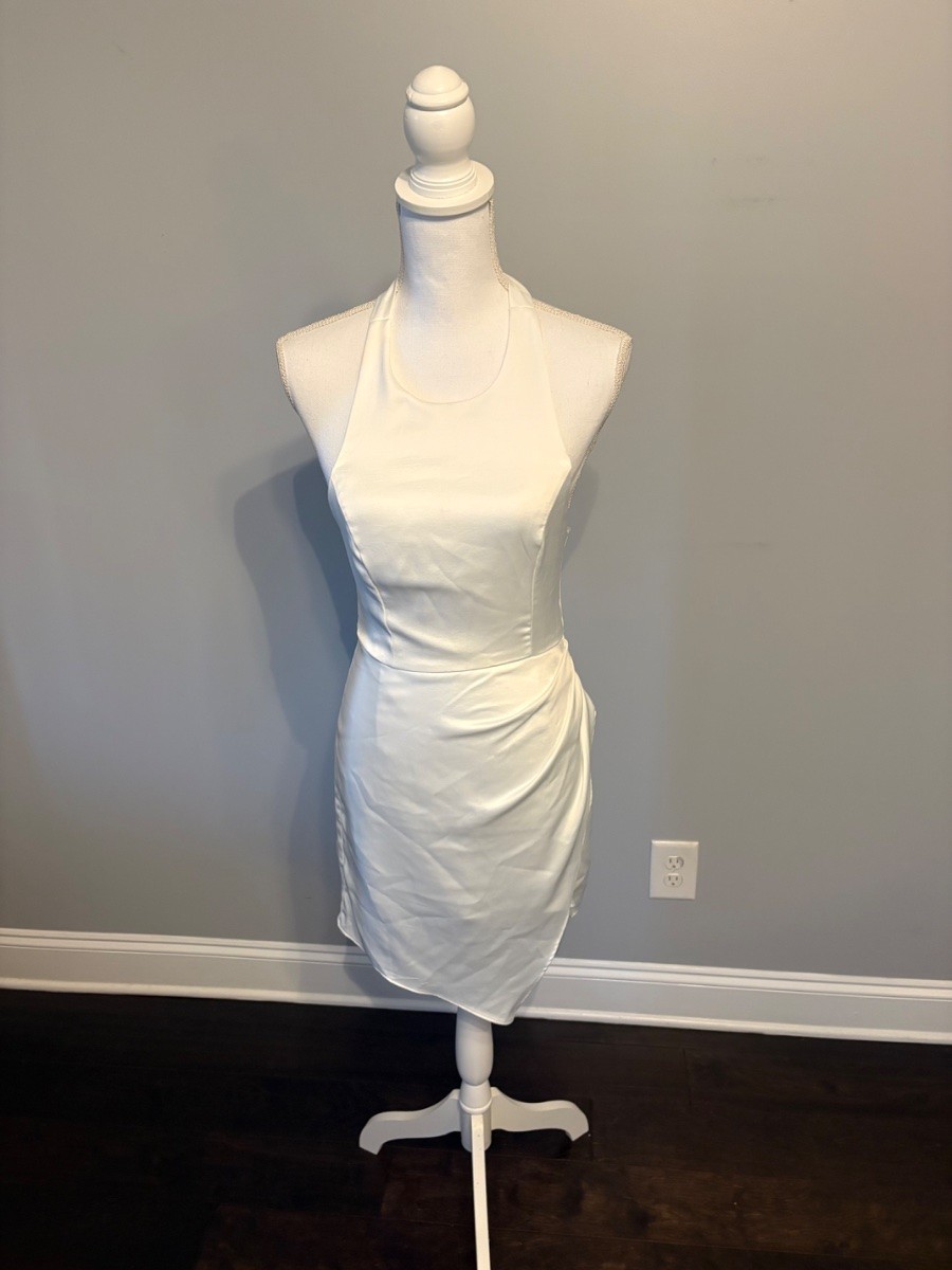 Do + Be Halter Neck Mini Dress GY1336 White Size S Bodycon