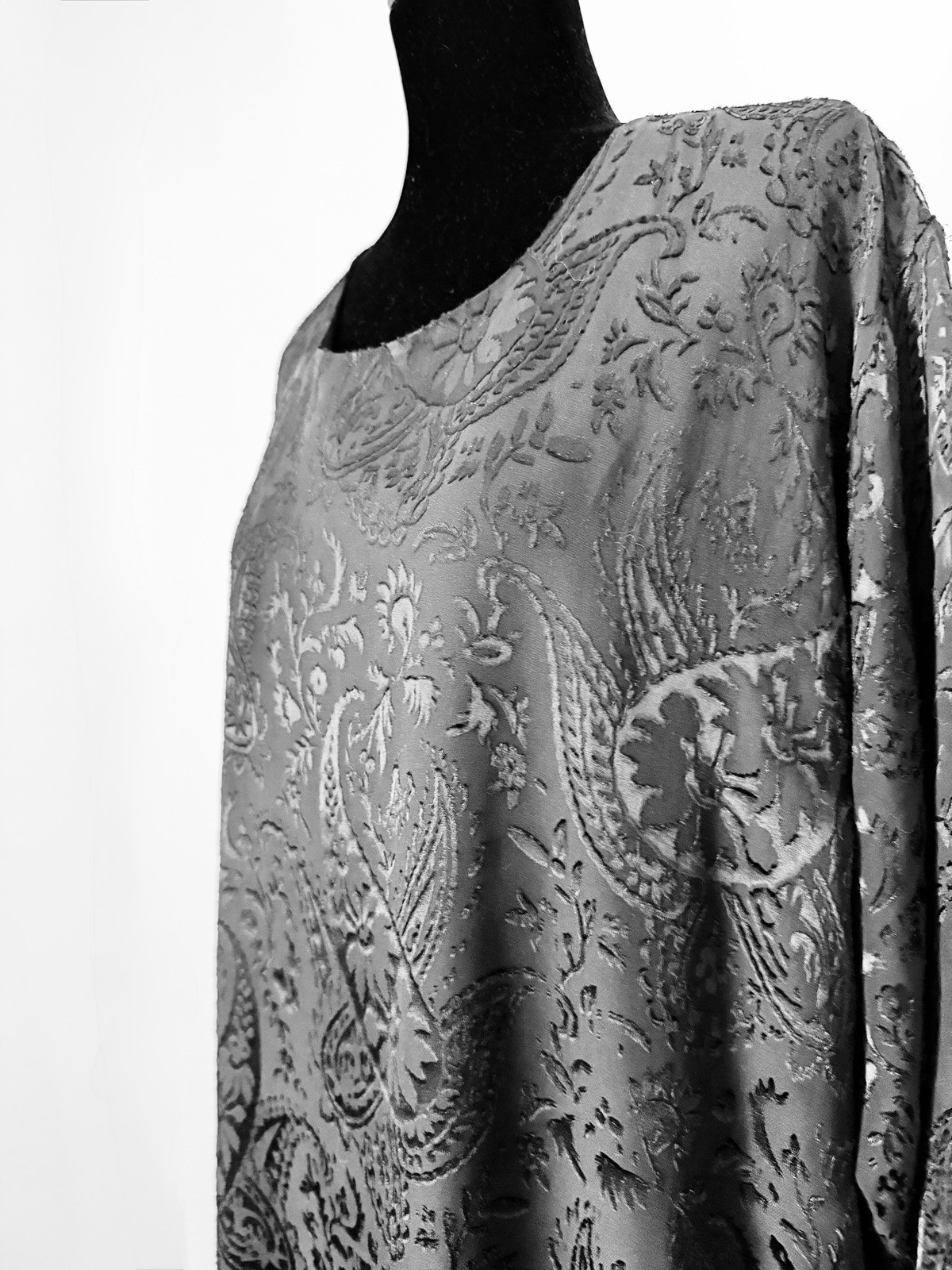 Eskandar Black Silk Blend Devore A-Line Dress Size 2 Layered