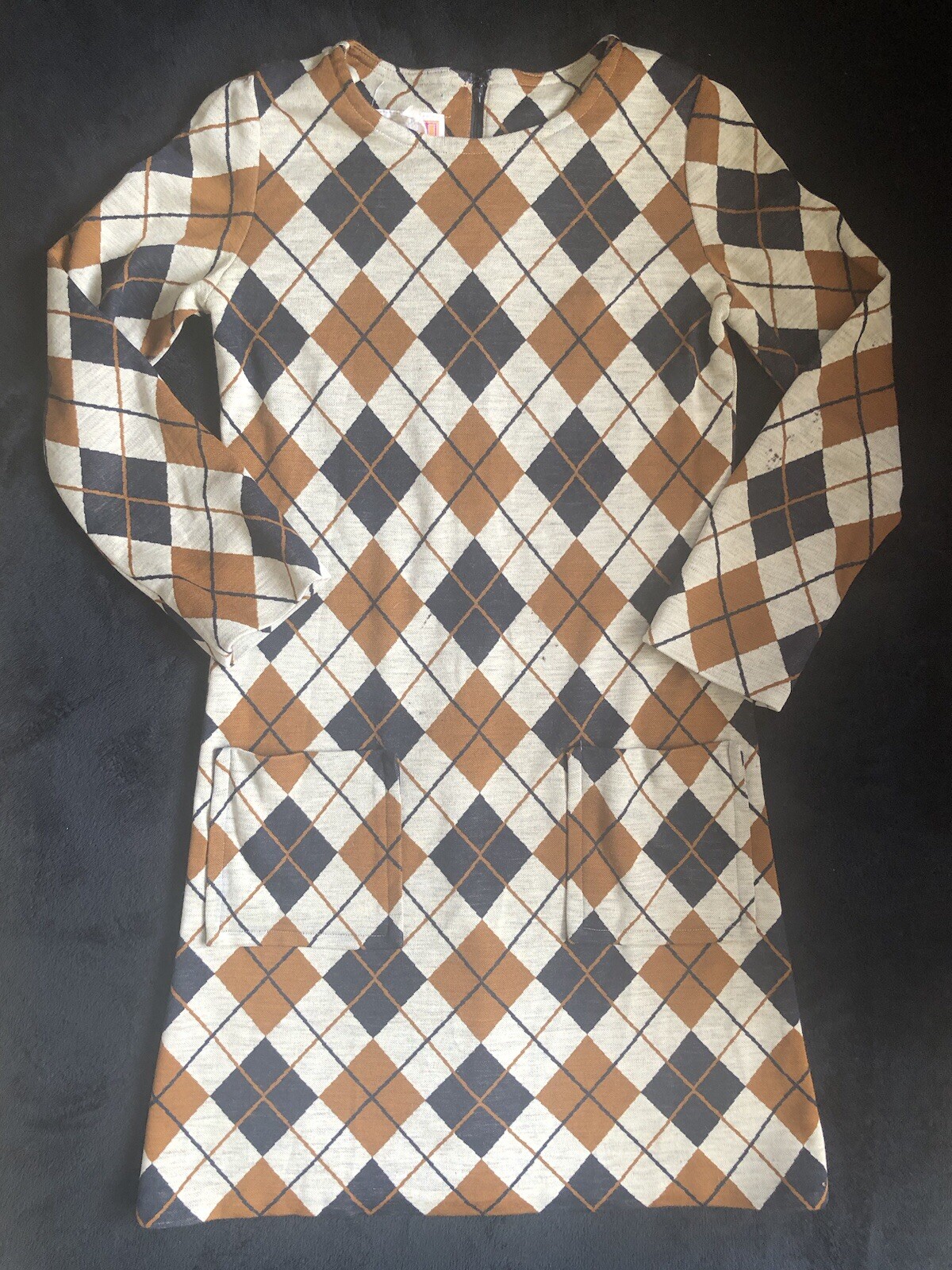 Vintage Leslie J Argyle Shift Dress Union Made ILGWU M Please See Measurements
