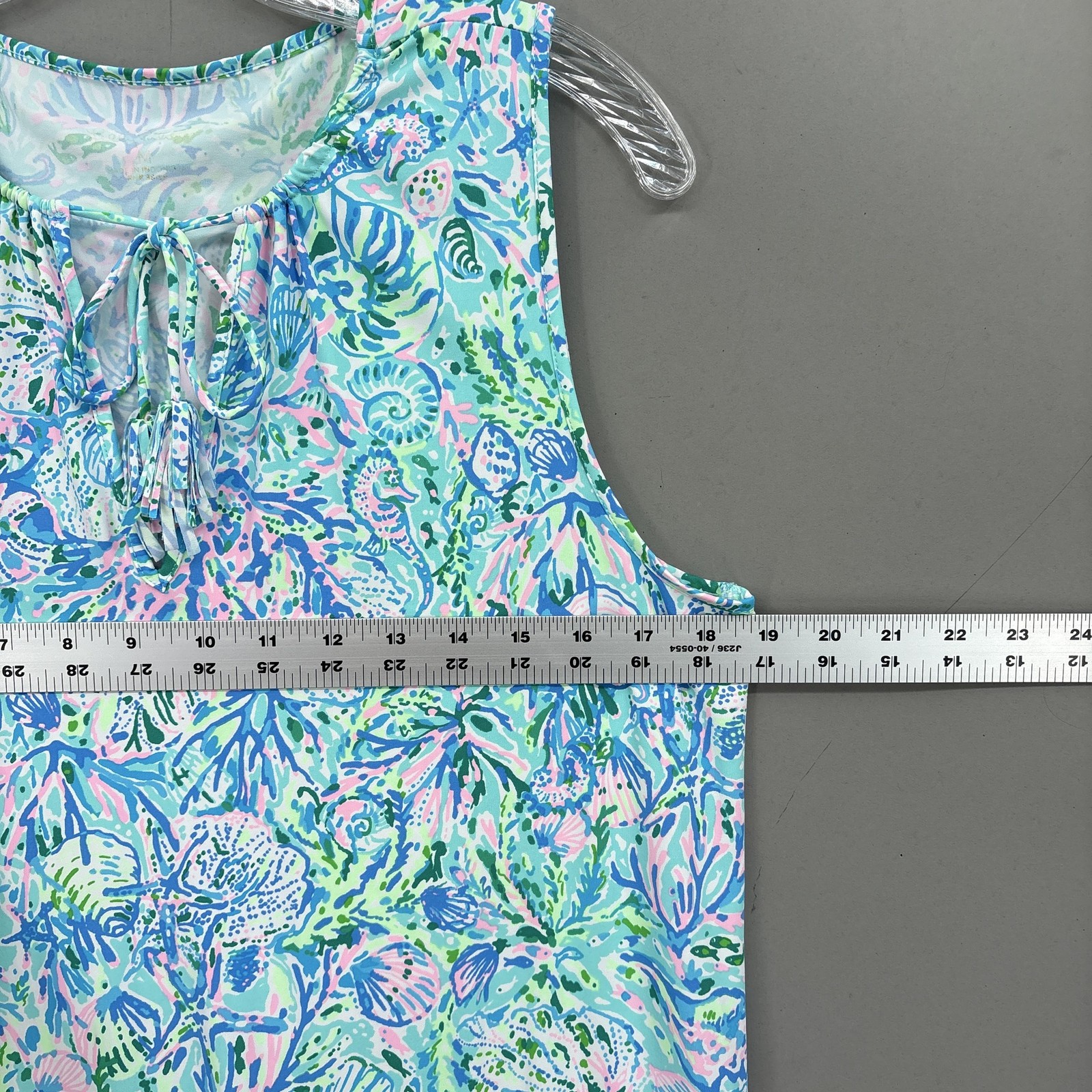 Lilly Pulitzer Dress Medium Blue Green Sea Life Shift Tank Keyhole Johana Preppy