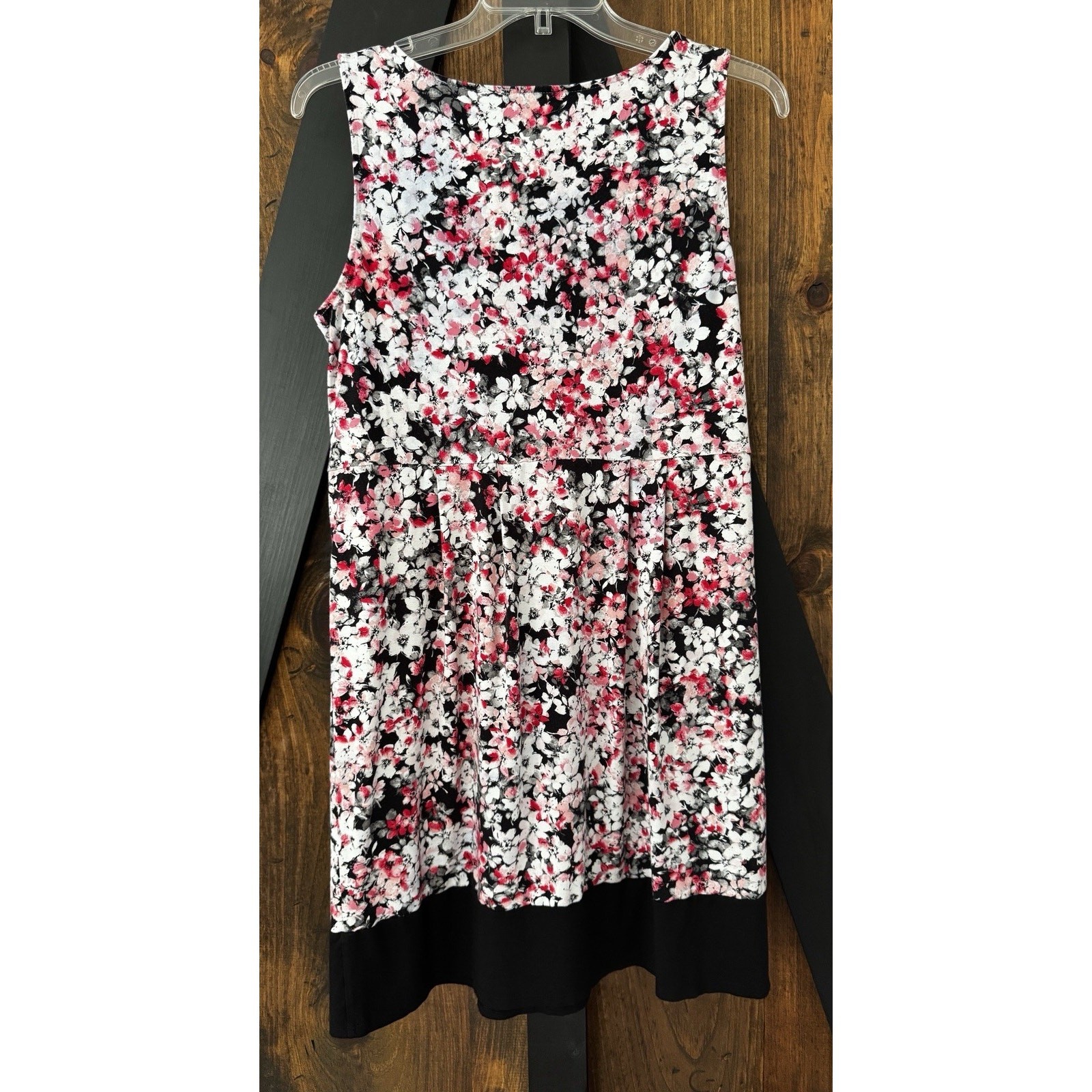 J. Jill Spring Summer Wherever Sleeveless Floral Dress Pink Gray Black Rose Sz L