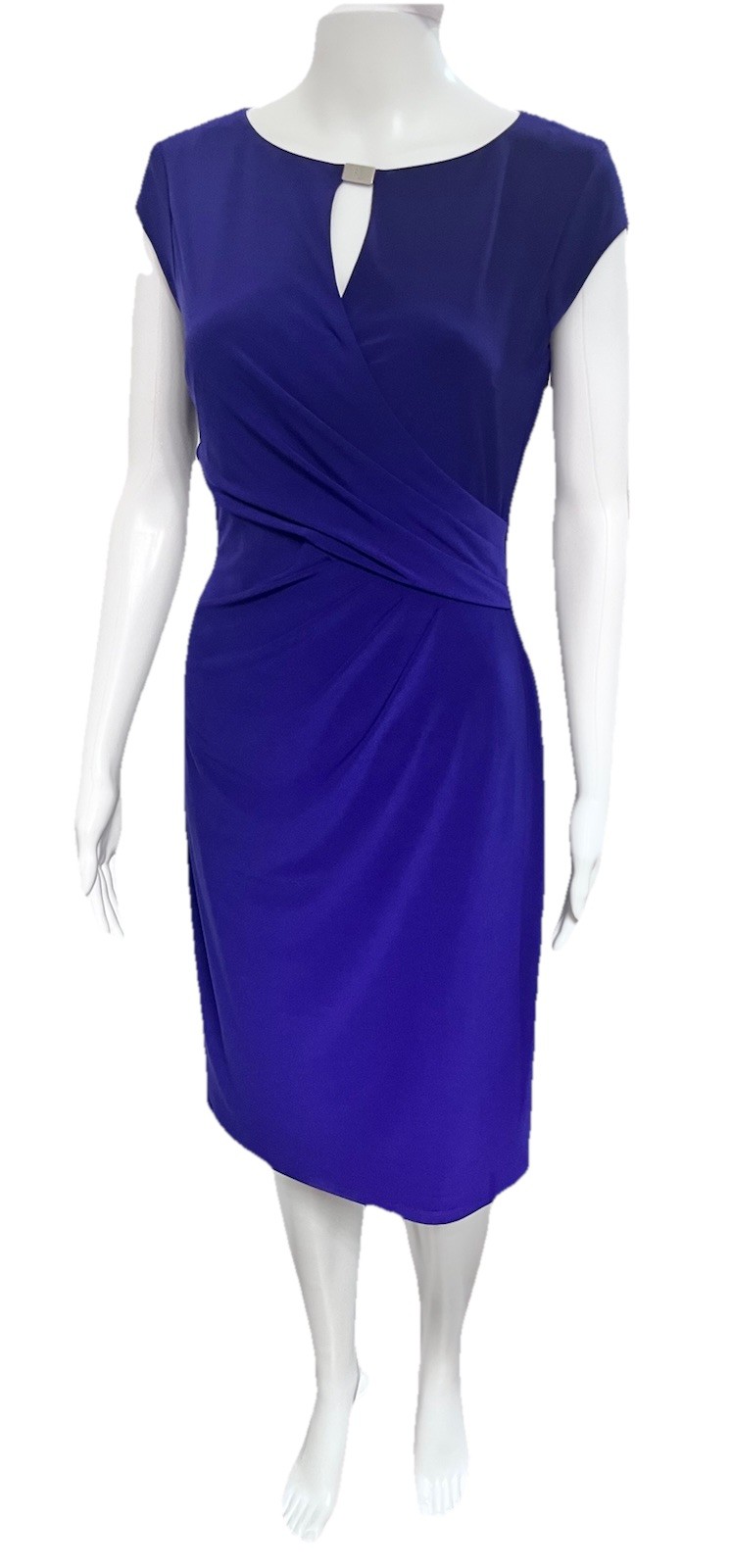 Lauren Ralph Lauren Size 4 Purple Ruched Stretch Dress Faux Wrap Career Church