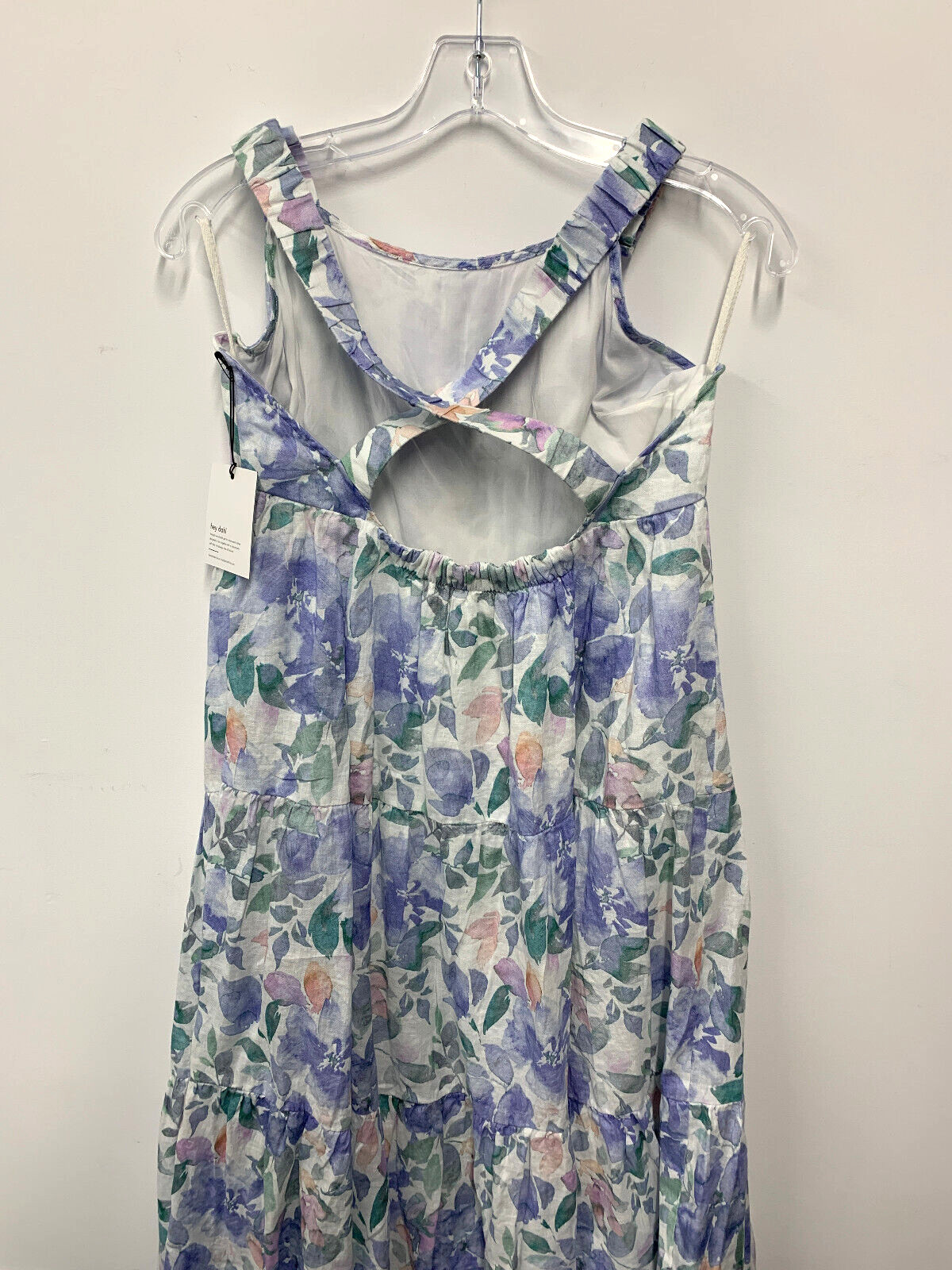BELLA DAHL Scrunch Strap Tiered Midi, Peri Jardin, Size M $238