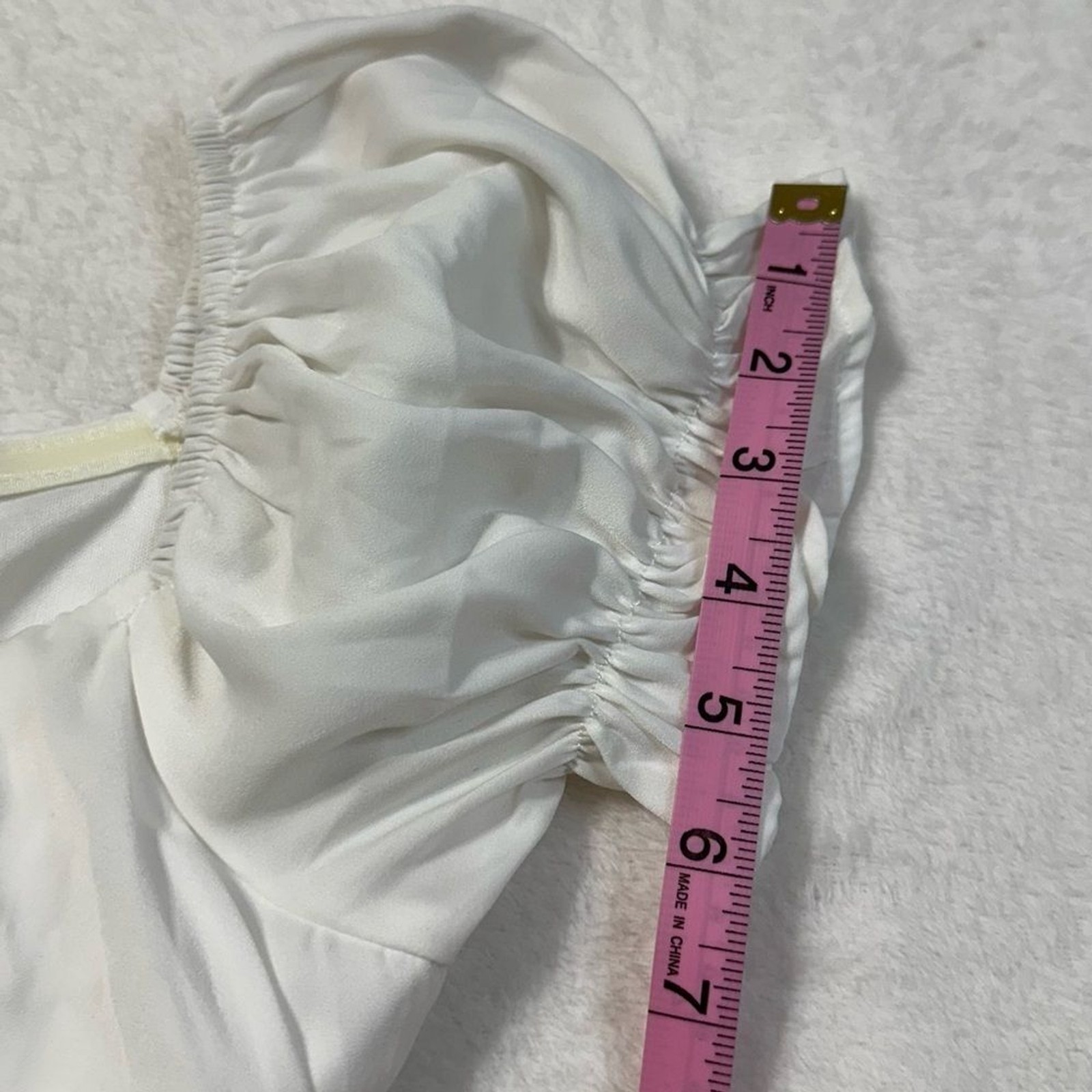 NWT Mi Ami Francesca’s White Satin Tiered Puff Sleeve Dress/Romper