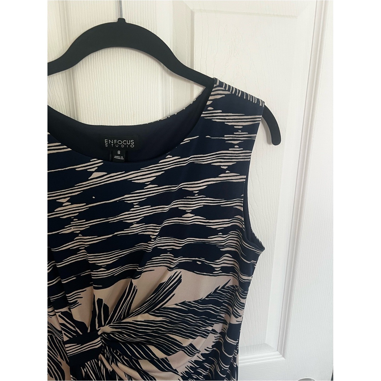 Enfocus Studio Black & Beige Abstract Midi Dress