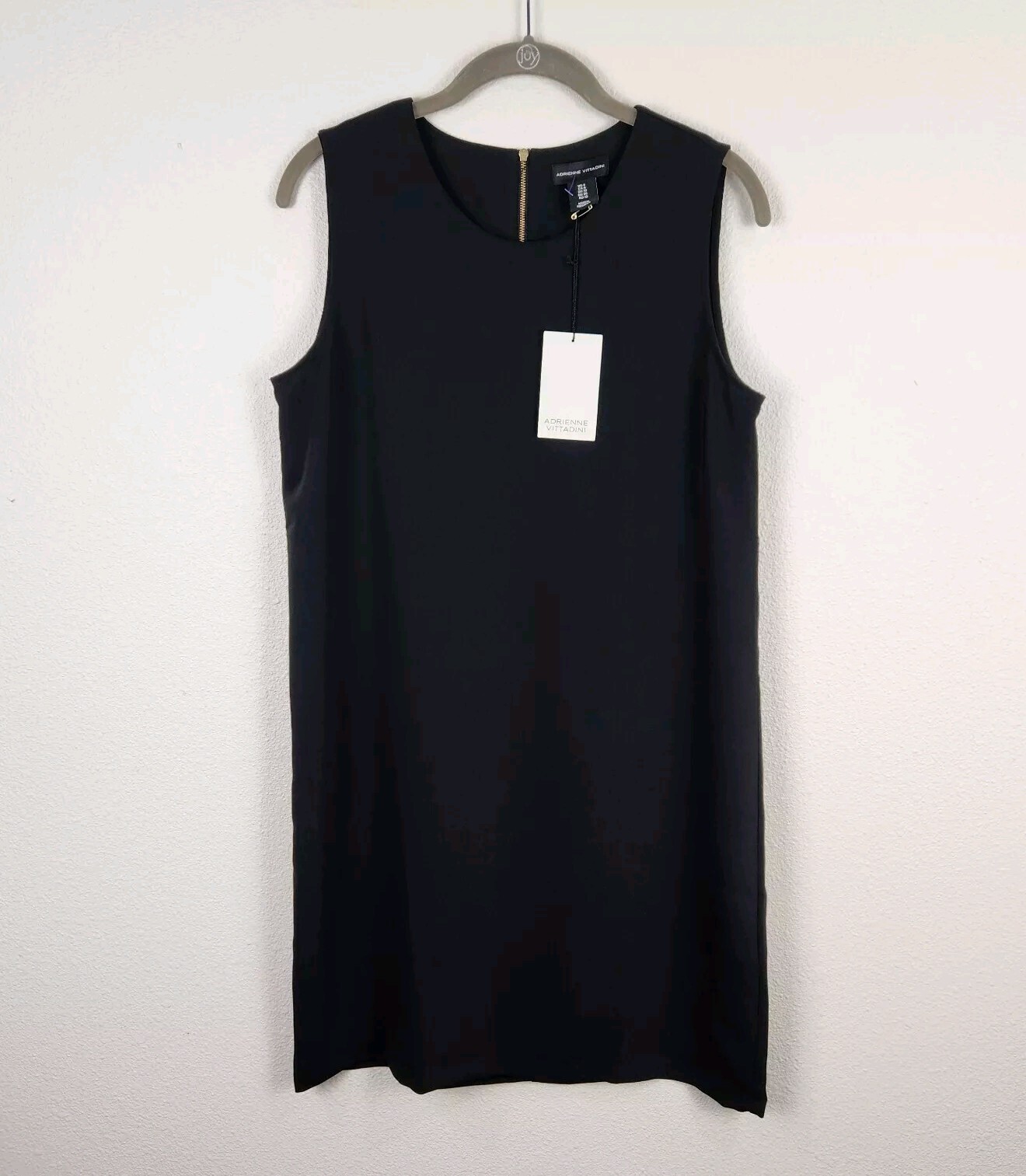 ADRIENNE VITTADINI Womens Size 6 Dress Straight Shift Sleeveless Midi Black Zip