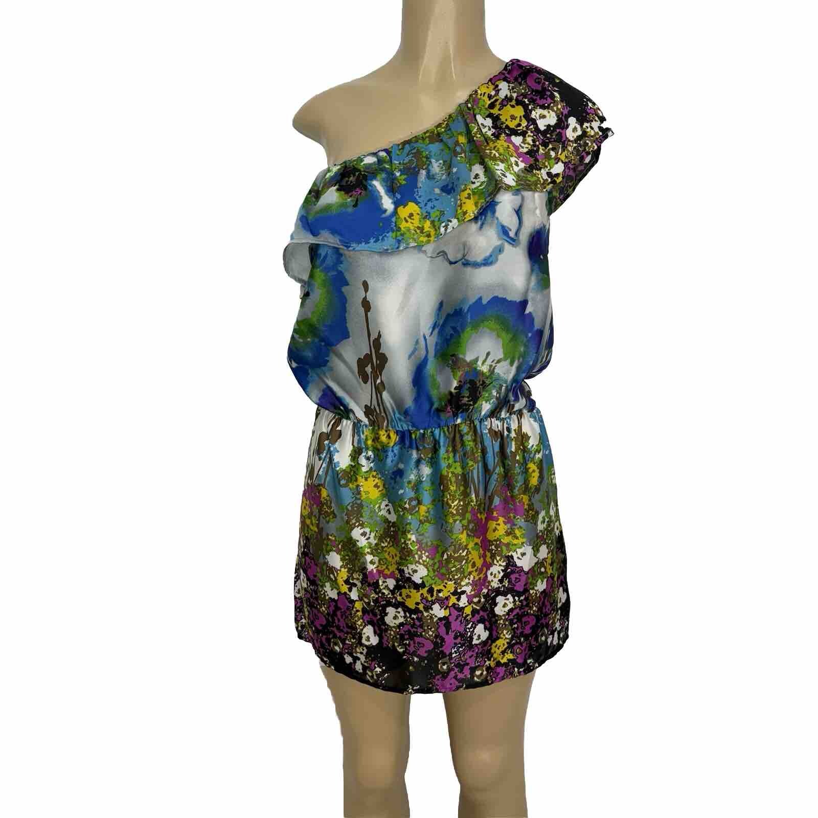 GLAM Floral Off One Shoulder Dress Womens Size S Casual Beach Fresh Light Wt