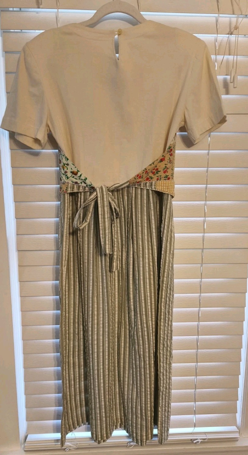 Vintage Prairie Maxi Dress Patchwork Vest 2Pc Set Cottagecore Boho