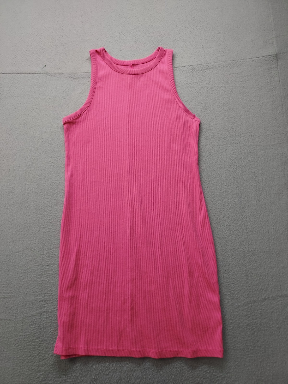 A New Day Women Tank Dress M Pink Ribbed Round Neck Sleeveless Summer Casual