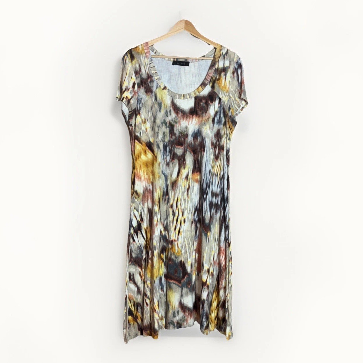 Karen Kane Abstract Printed Multicolor Dress Size XL Short Sleeves Scoop Neck