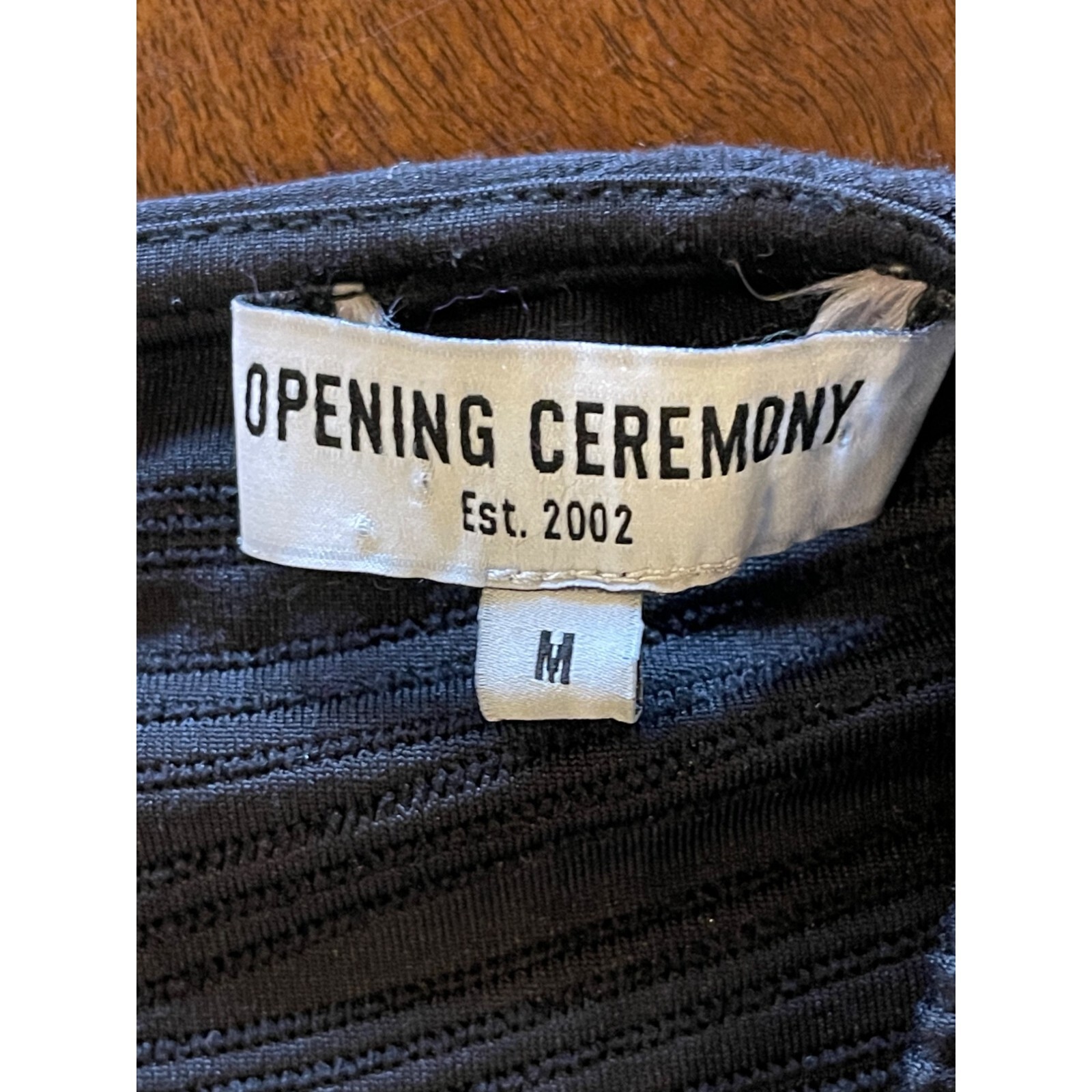 Opening Ceremony Dress Women Medium Black Wavy Stripe Lotus Mini Cocktail Party