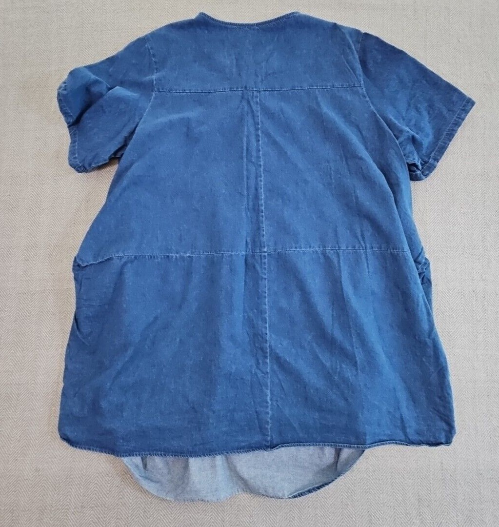 Minibee Ruffle Dress Woman’s 3XL Blue Oversized Casual Midi Pockets Short Sleeve