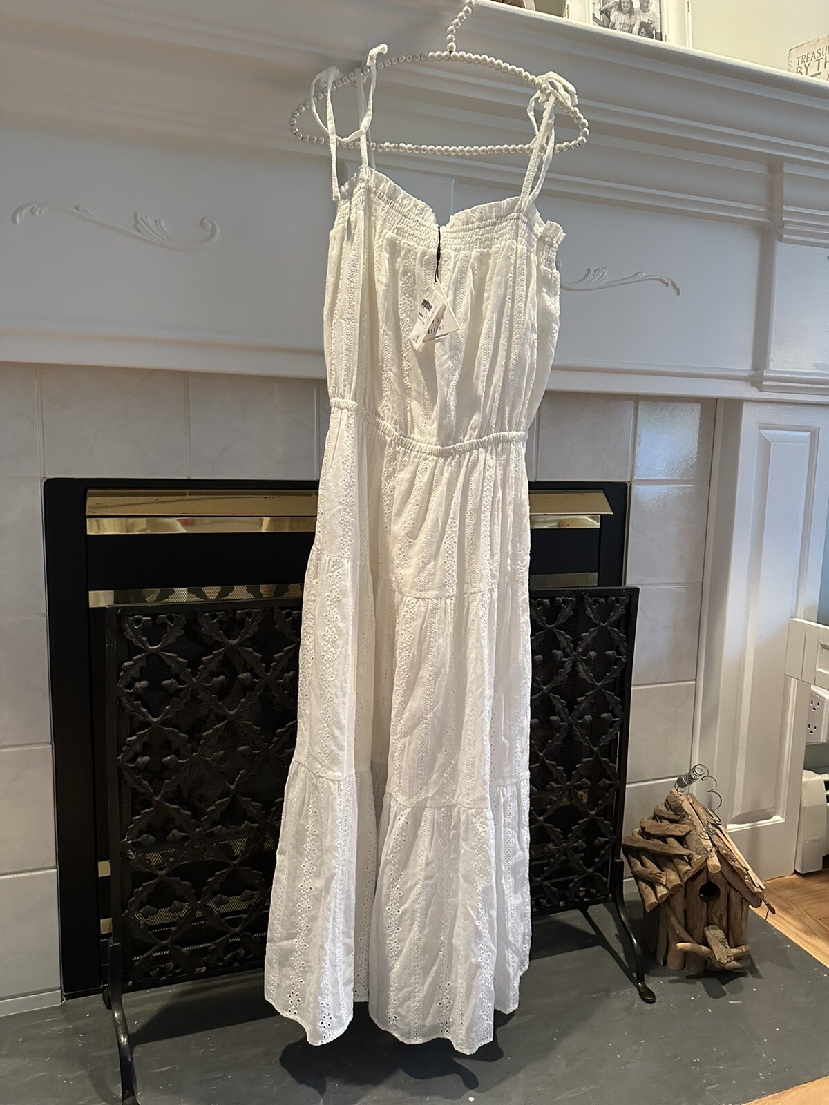 NWT NEW LOST + WANDER White Everlasting Love LONG MAXI Cotton Eyelet Dress S
