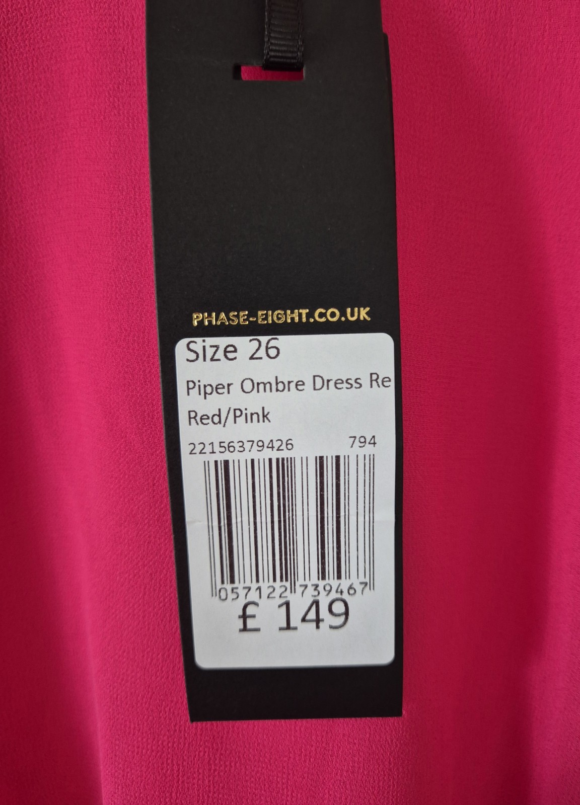 Phase Eight Pink/Red Ombre Piper Dress, Occasion Pleated Maxi, Size 2XL NWTS