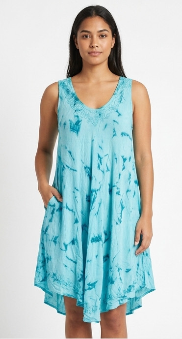Women & Girls SunDress Middi Sky Blue Colour Sleeveless SD051