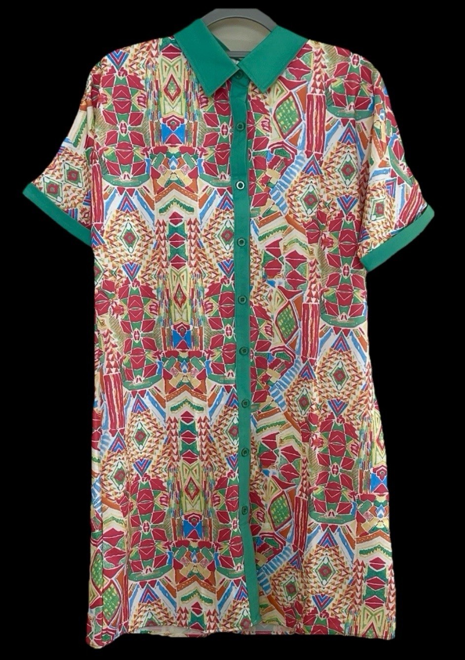 Women’s Dress Straight Button Front Collard Multicolor SEE MEASUREMENTS NWOT