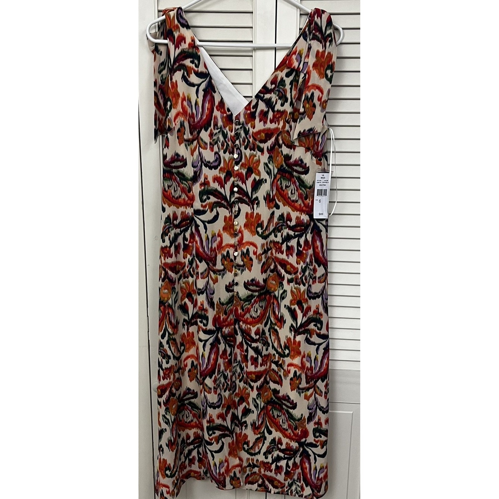 Maia Multi floral tie Strap Midi Dress Women’s 6
