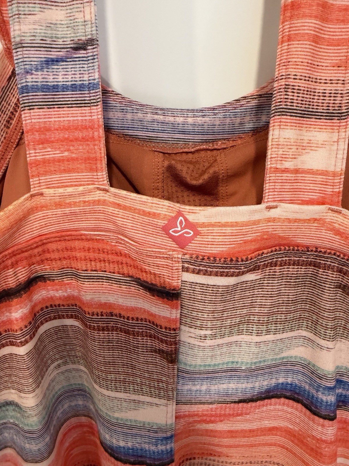 prAna Women’s S Orange Multicolor Striped Square Neck Knit Shift Dress