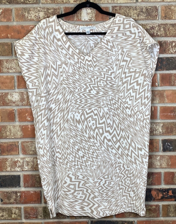 Maggy London Aztec Printed Dress Brown Cream Size 4