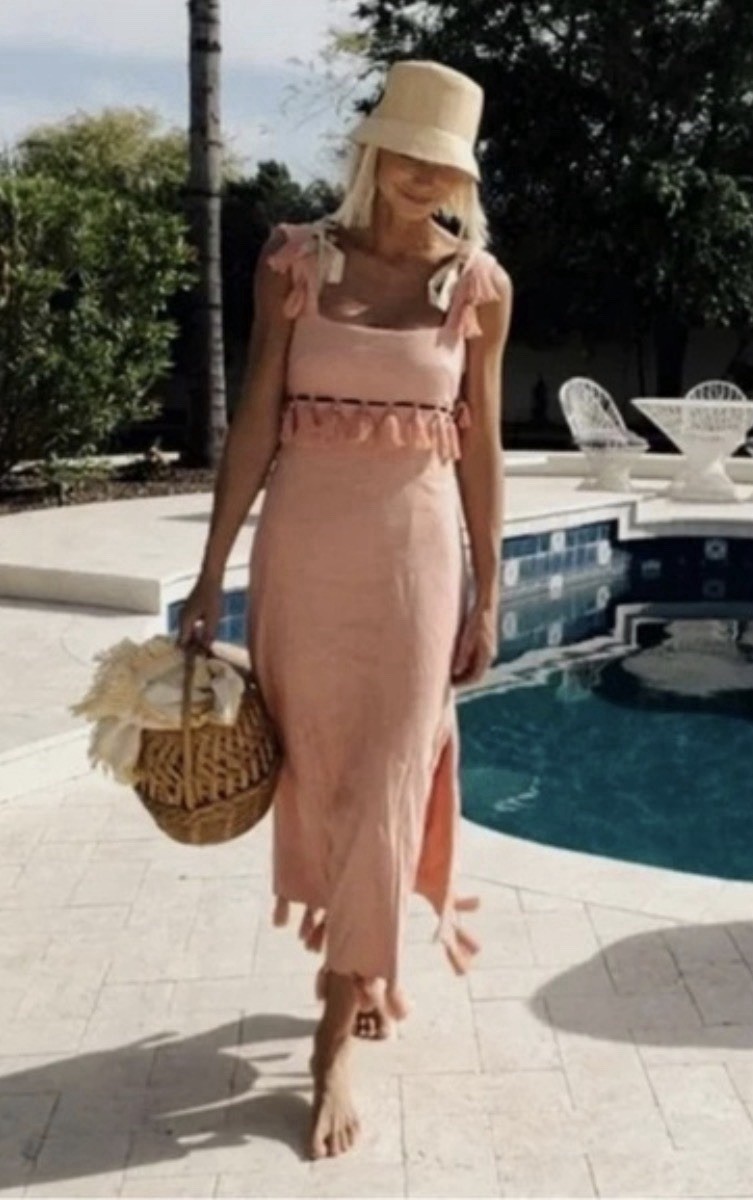 Antonio Melani Size 4 Pink Nat Note Cici Tassel Linen Maxi Dress Sleeveless