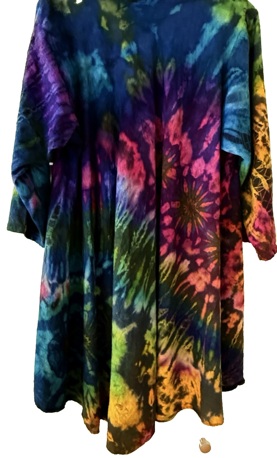 Tucan Hand Tie Dye Trapeze 100% Cotton Jacket Coat Dress Mesilla, NM Women’s L