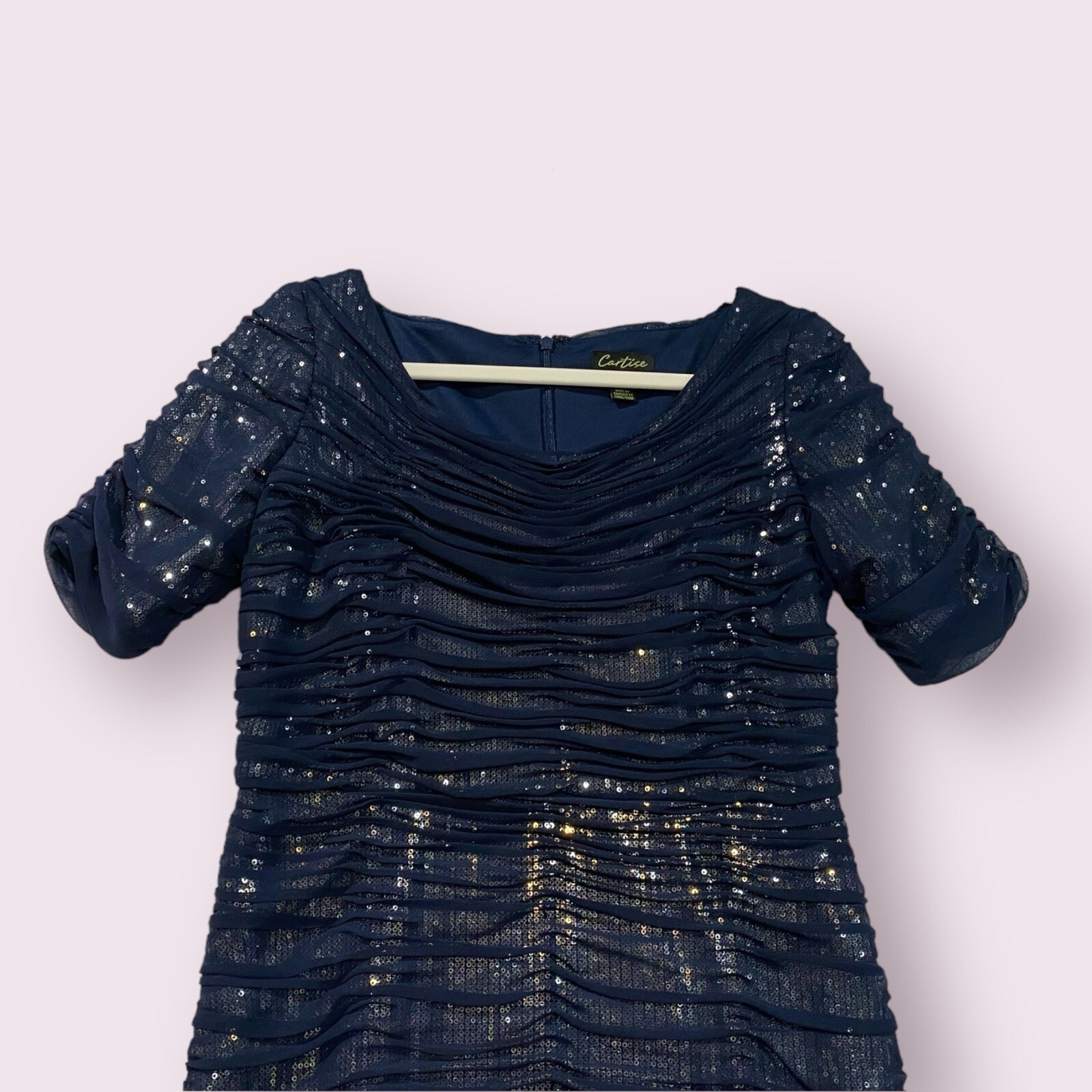 Cartise Womens Ruched Sequin Dress Size 6 Formal Event Holiday Party $250
