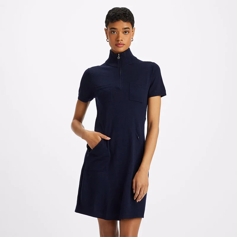 G/FORE Merino Wool Pocket Sweater Dress Navy Blue Size XS