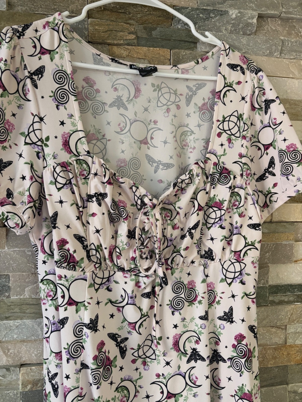 Hot Topic Gothic Crescent Moon Butterfly Floral Witch Lace Up Fairy Dress XL