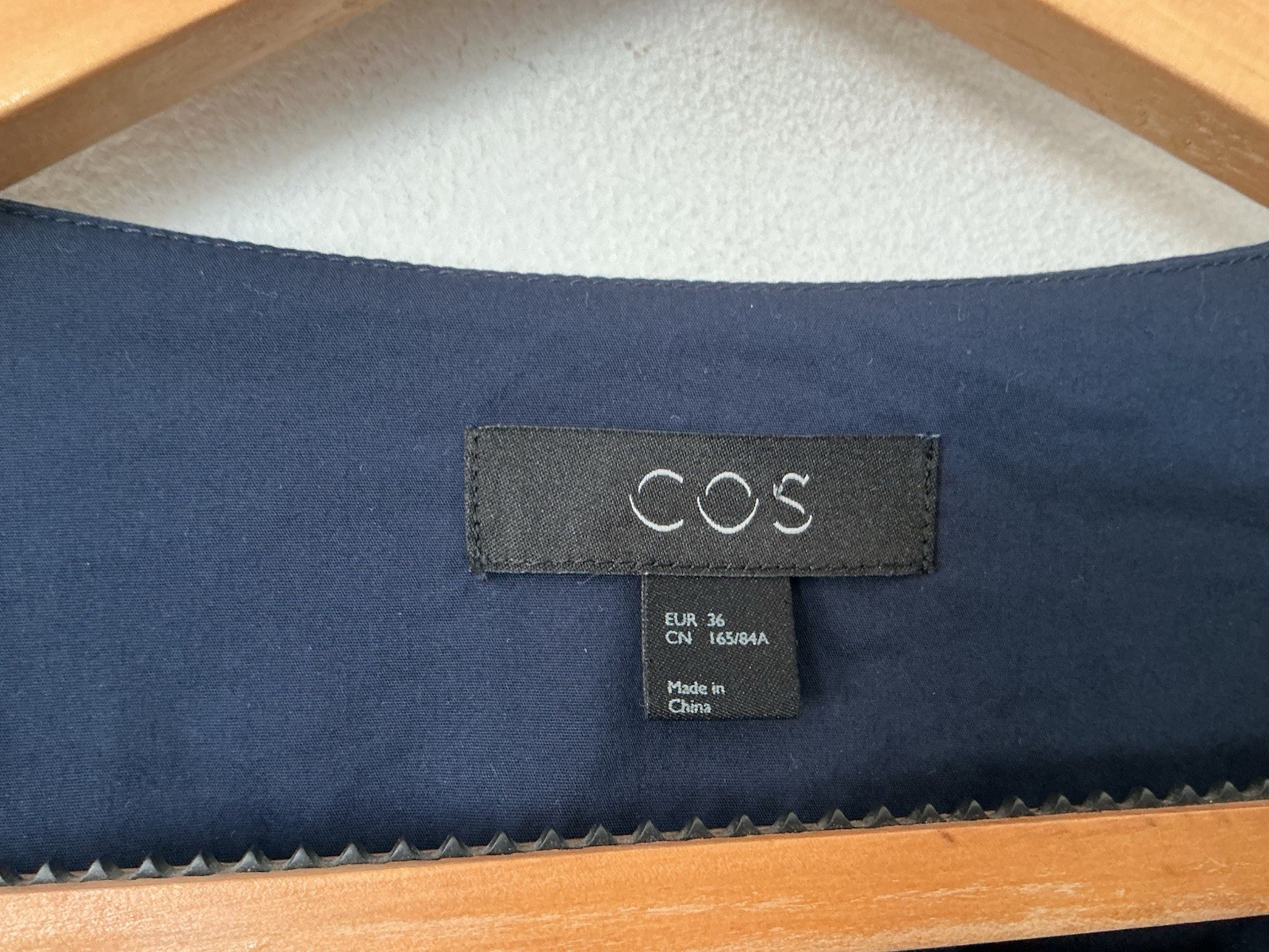COS Size Small Navy Blue Cotton Mix Skater Dress Short Sleeves Pleated Flare