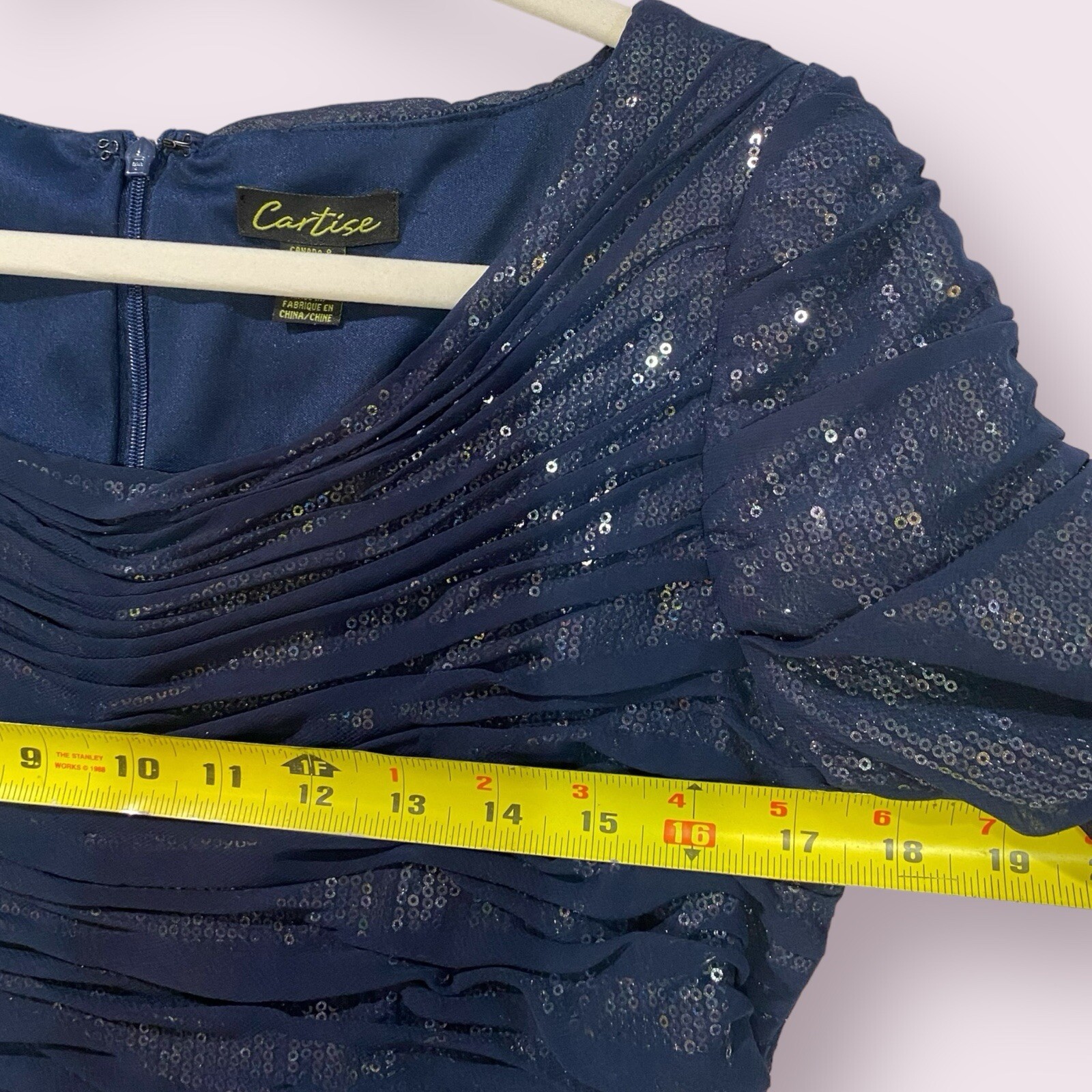 Cartise Womens Ruched Sequin Dress Size 6 Formal Event Holiday Party $250