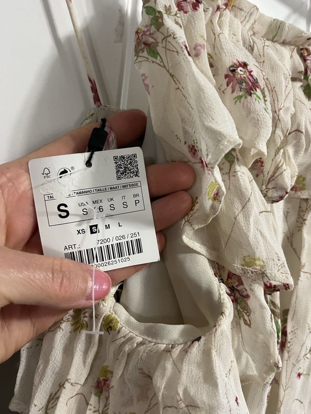 Zara Ruffle Sequin Dress NWT Sz Small Floral Boho Feminine Wedding Guest Summer